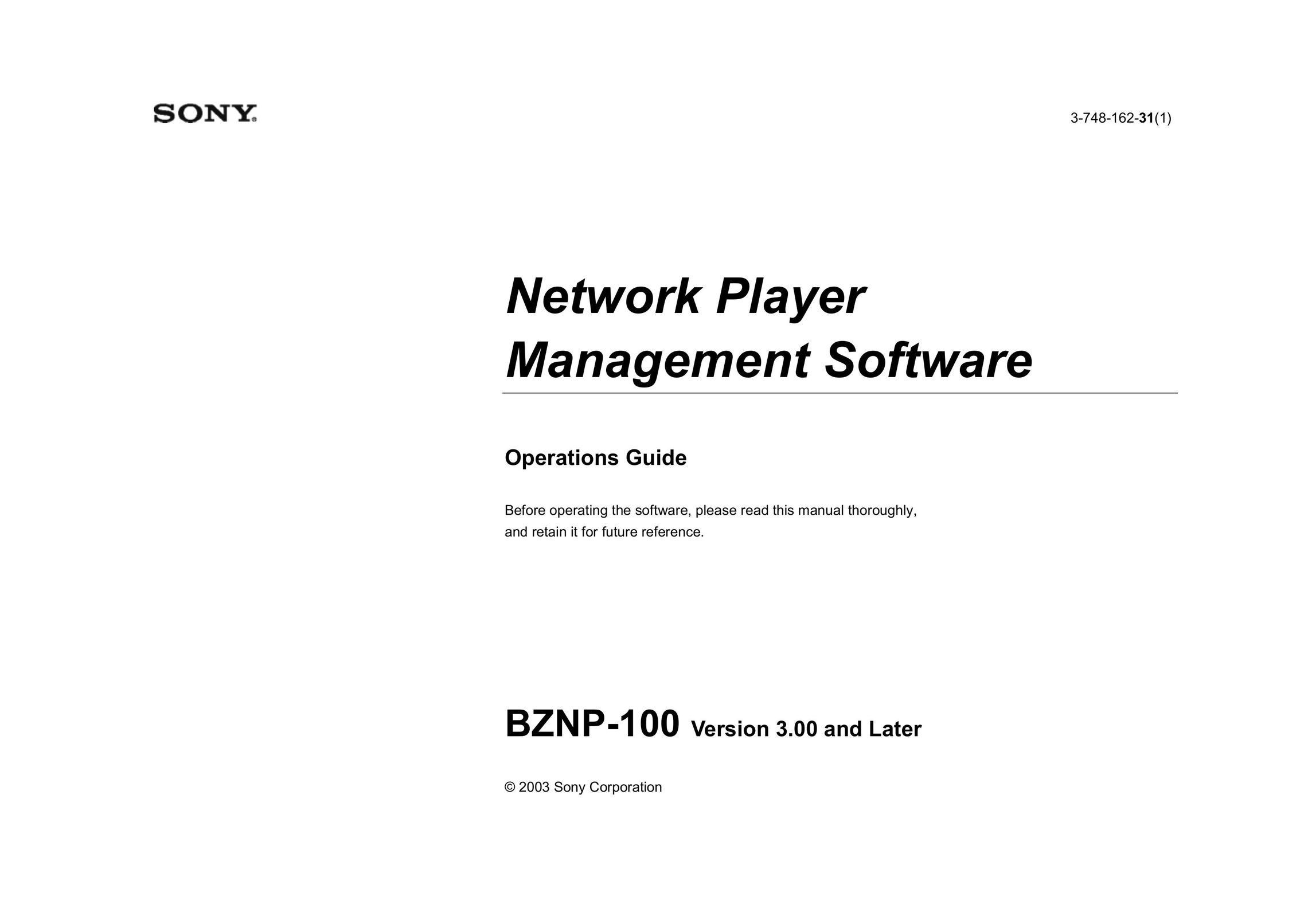 Sony BZNP-100 Webcam User Manual