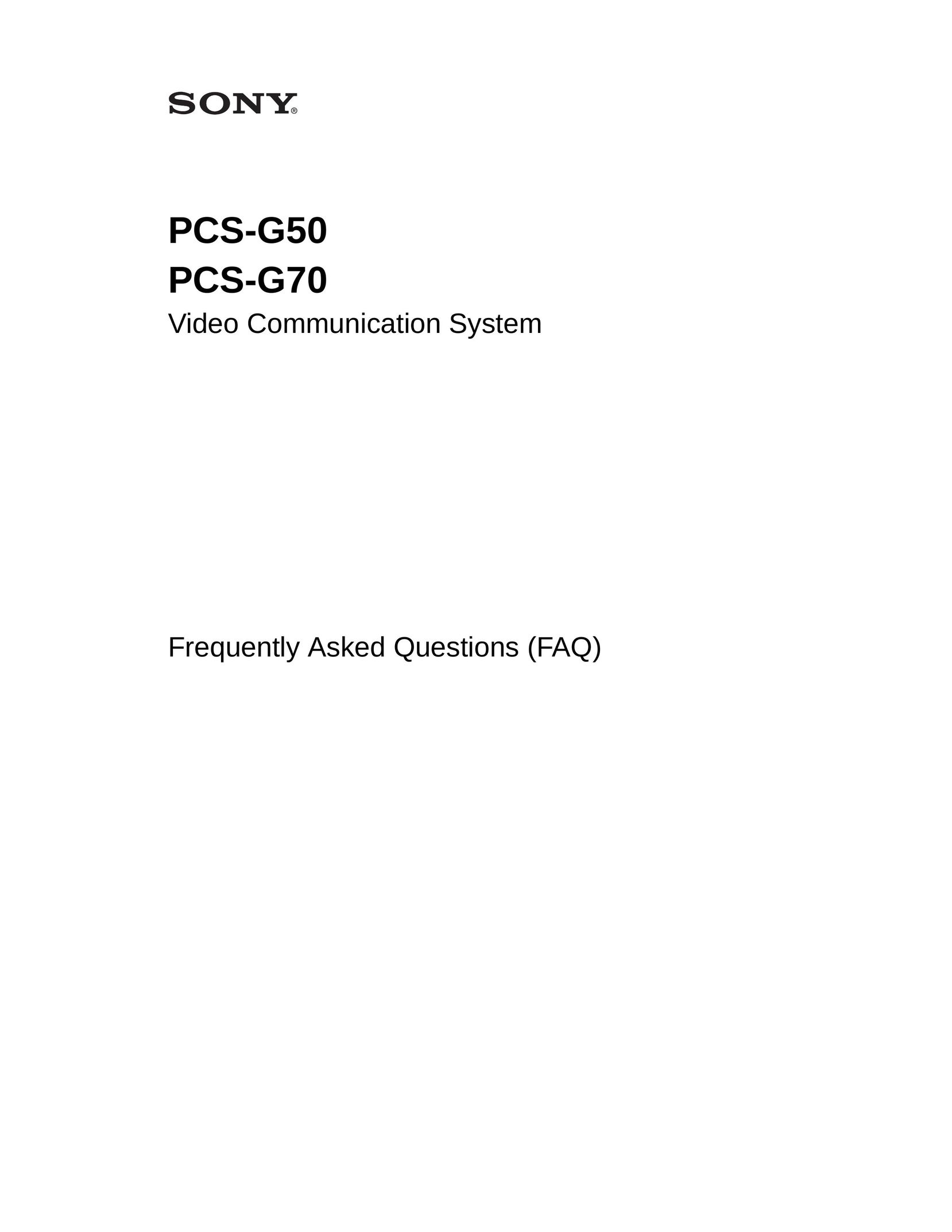 Sony PCS-G70 Webcam User Manual