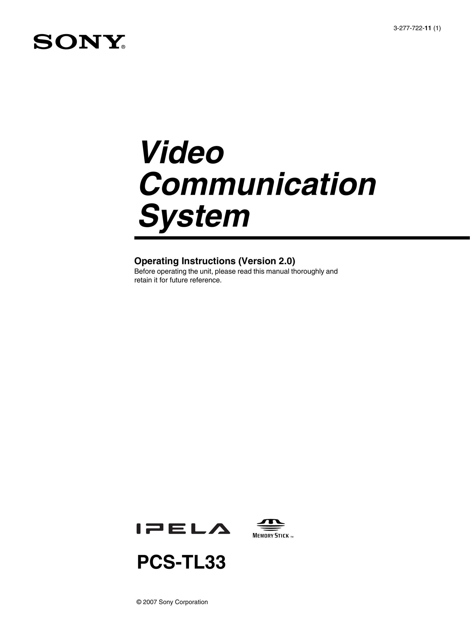 Sony PCS-TL33 Webcam User Manual