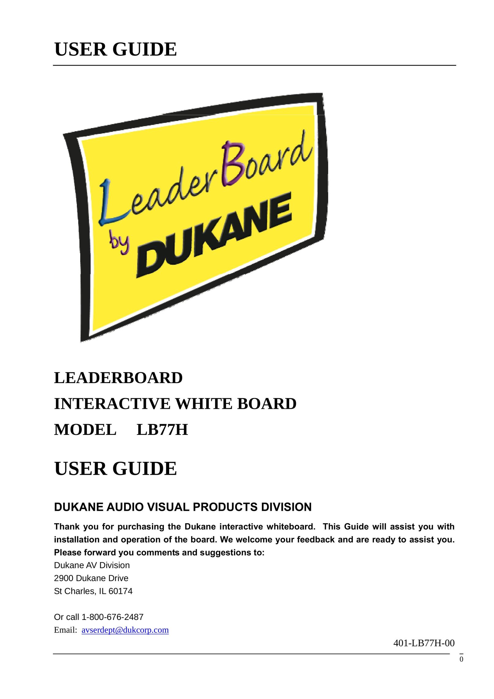 Dukane LB77H Whiteboard Accessories User Manual