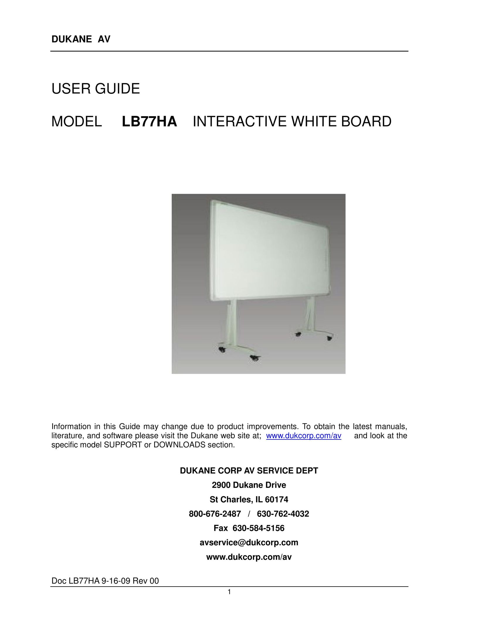 Dukane LB77HA Whiteboard Accessories User Manual