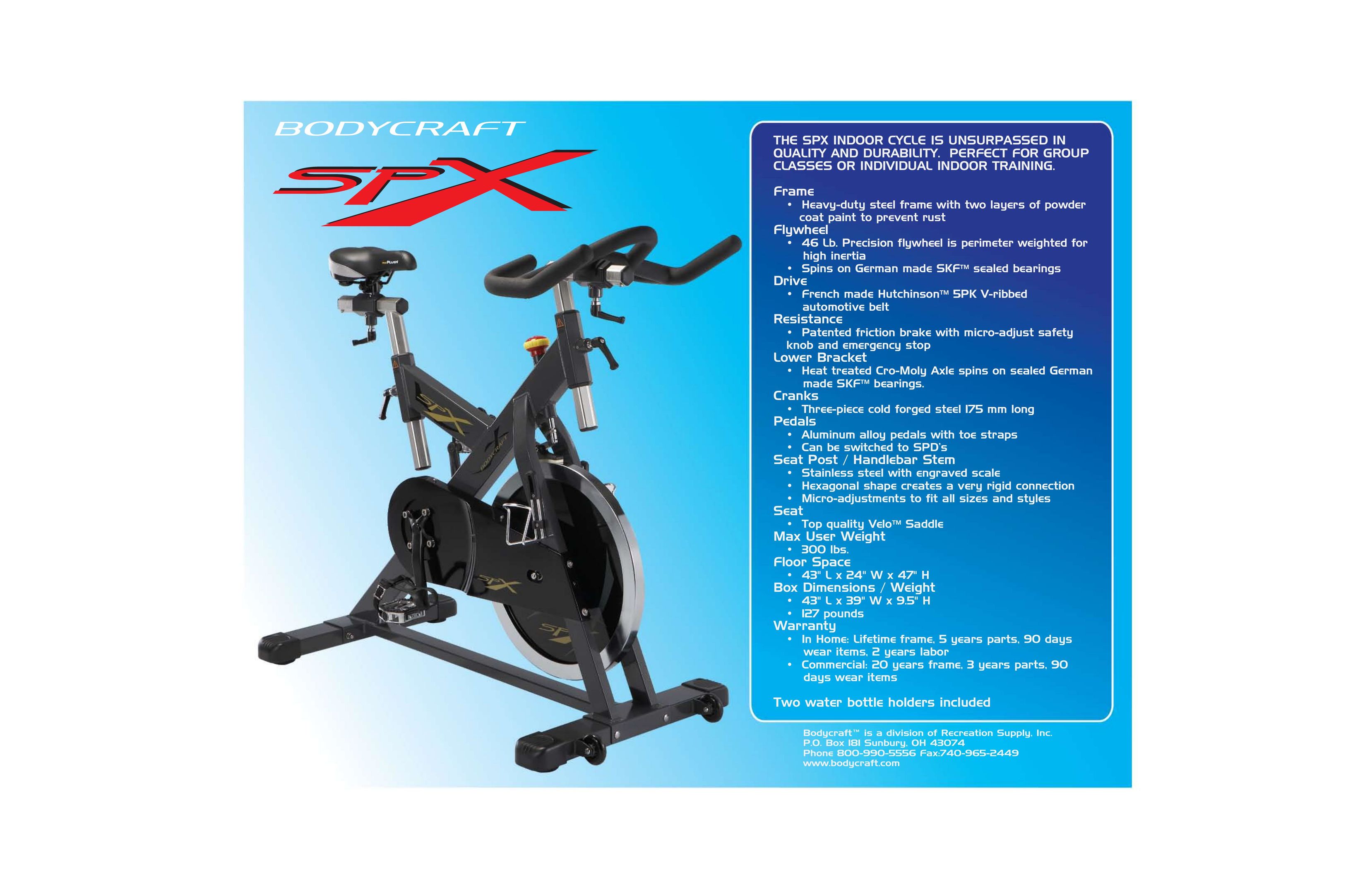 BodyCraft SPX Bicycle User Manual
