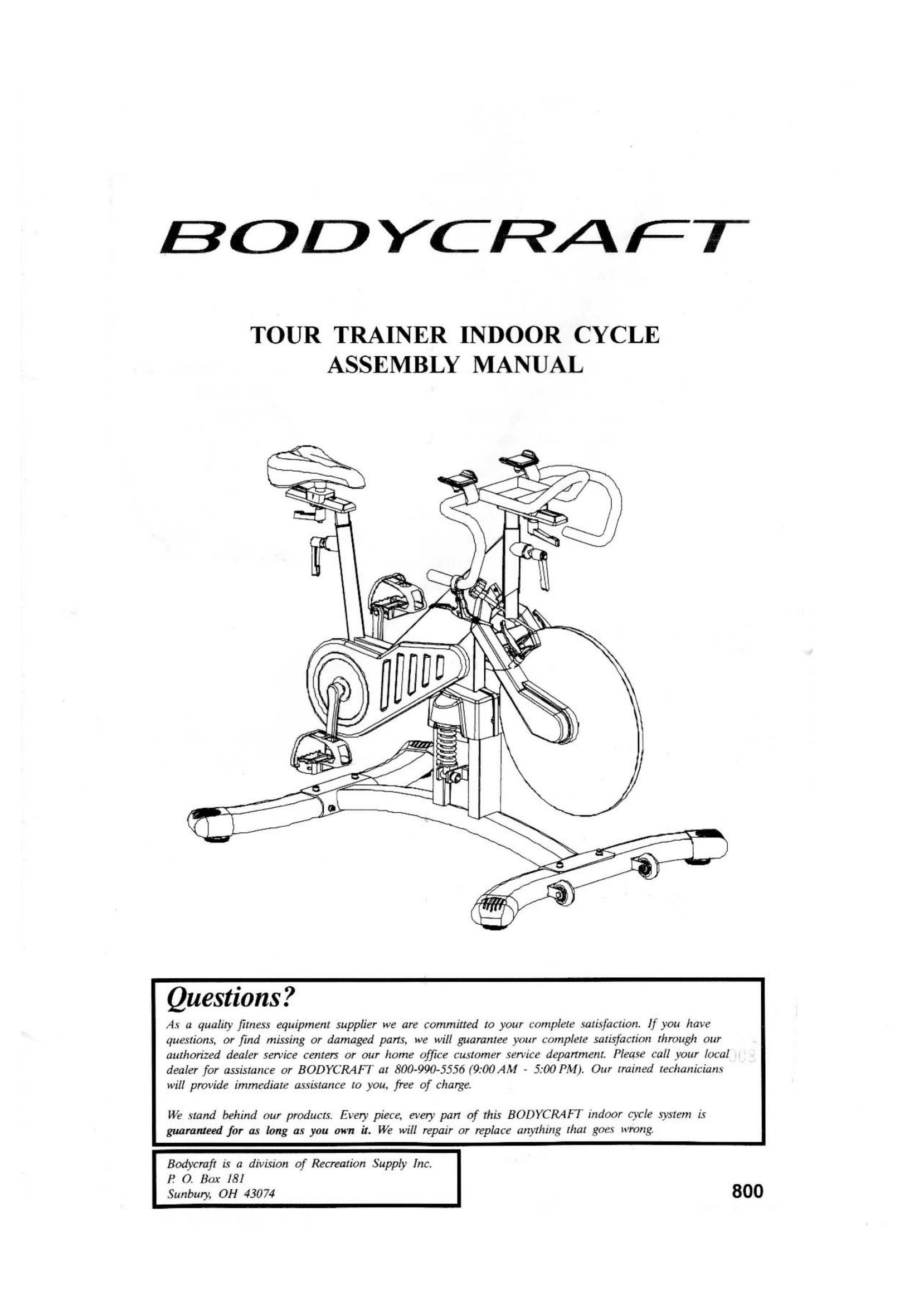 BodyCraft Tour Trainer Indoor Cycle Bicycle User Manual