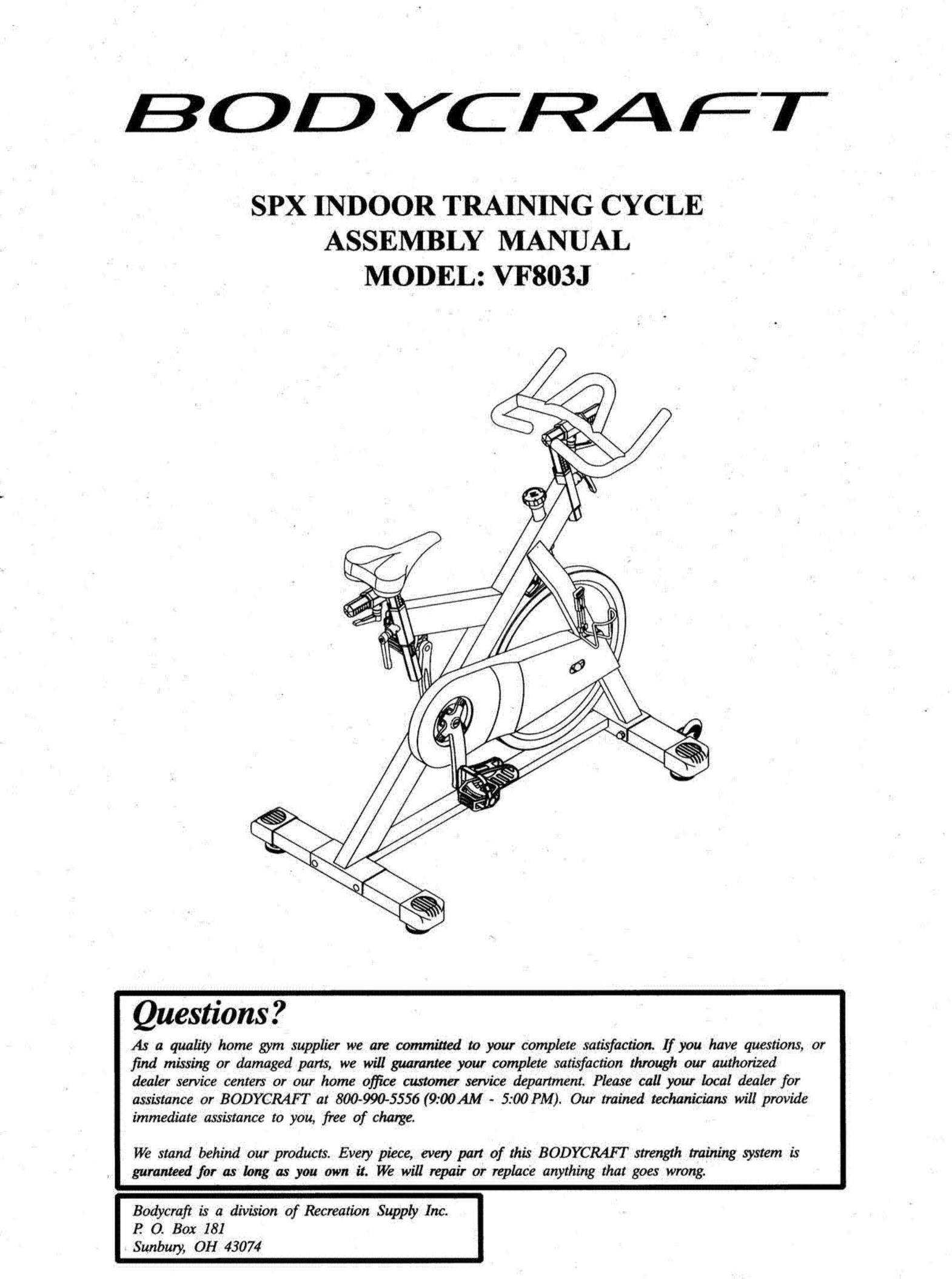 BodyCraft VF803J Bicycle User Manual