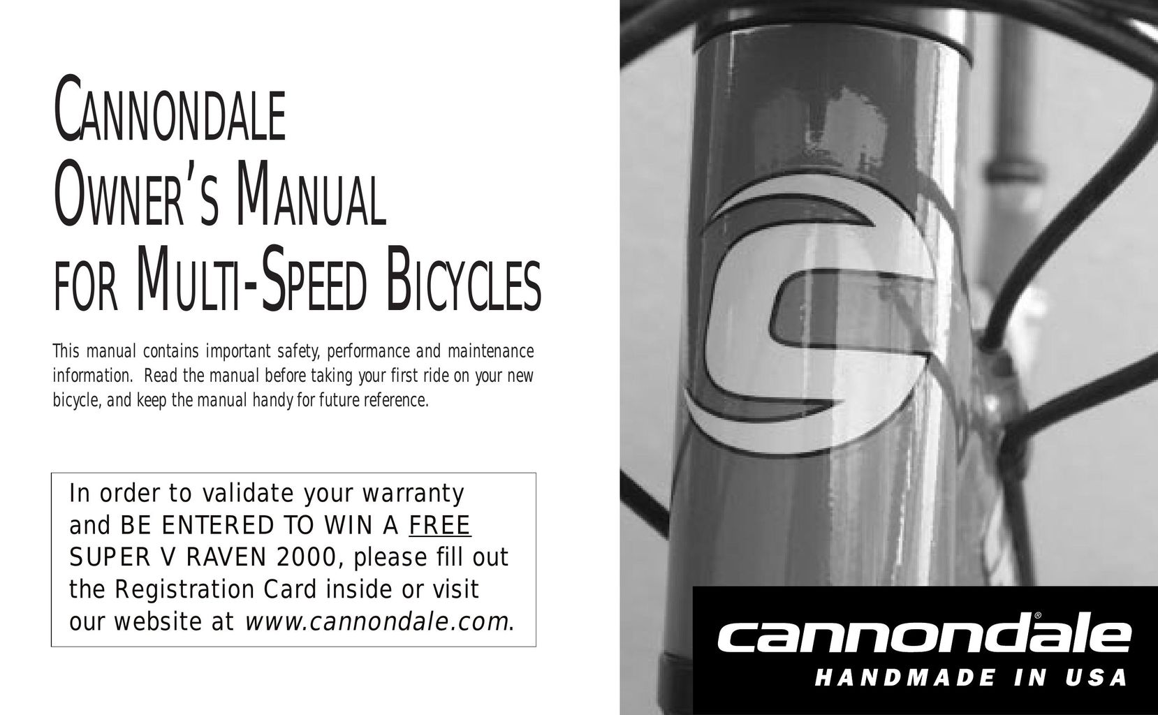 Cannondale Bicycles Bicycle User Manual