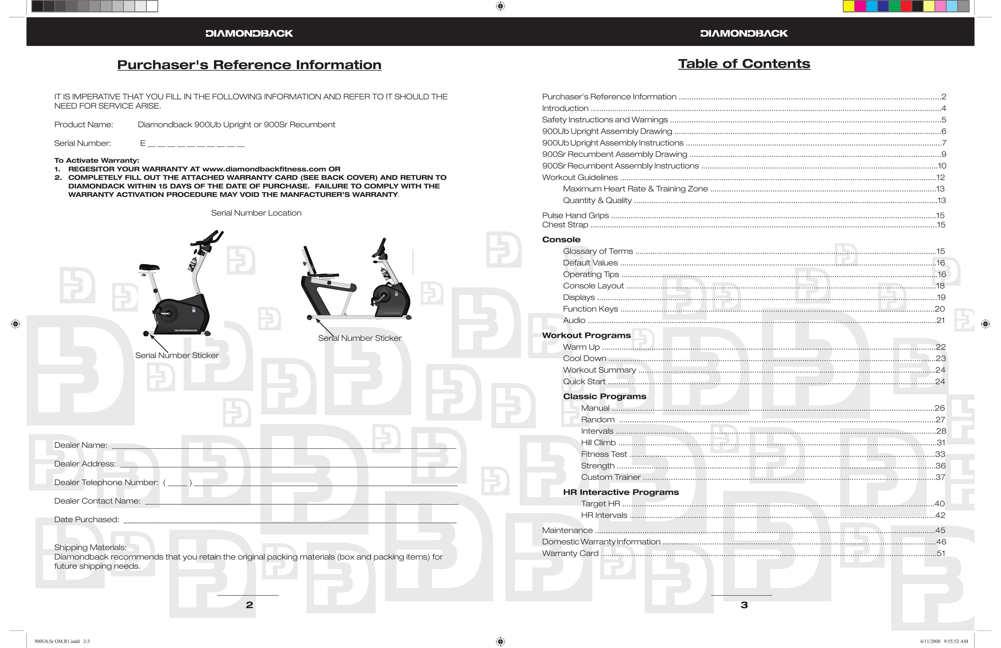 Diamondback 900Sr Bicycle User Manual