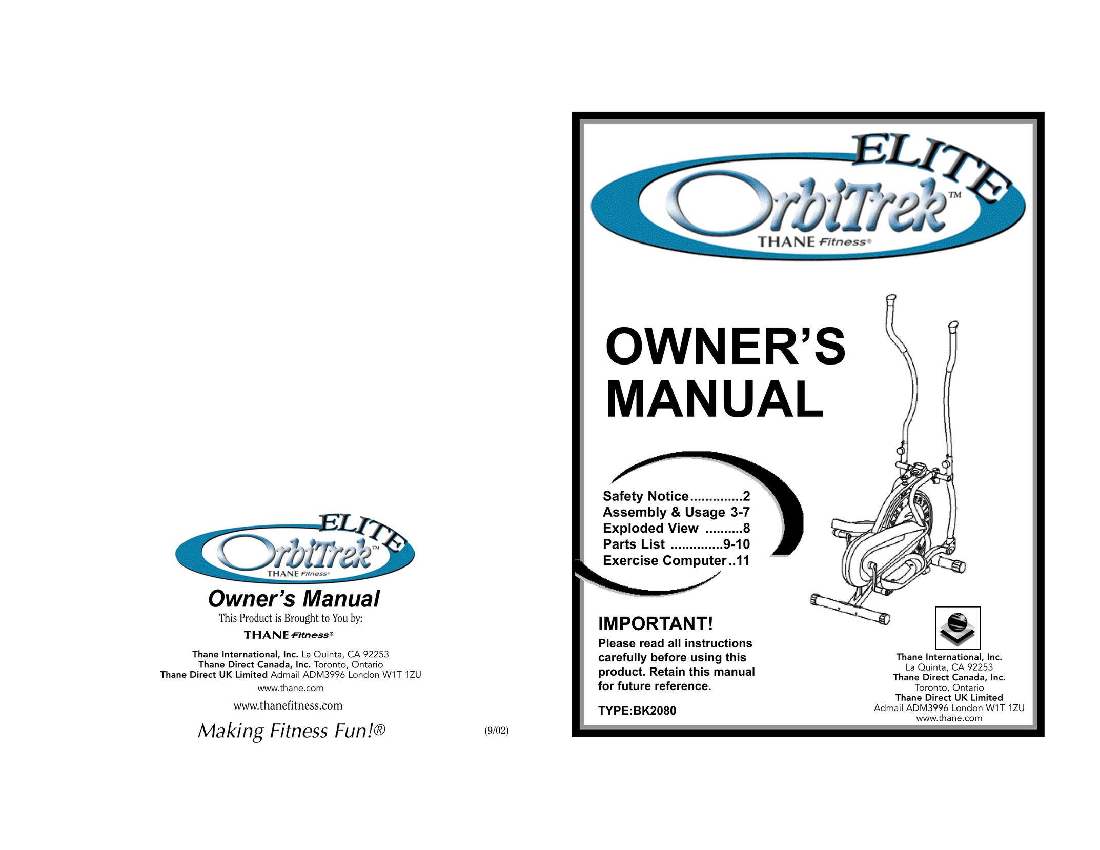 Elite BK2080 Bicycle User Manual
