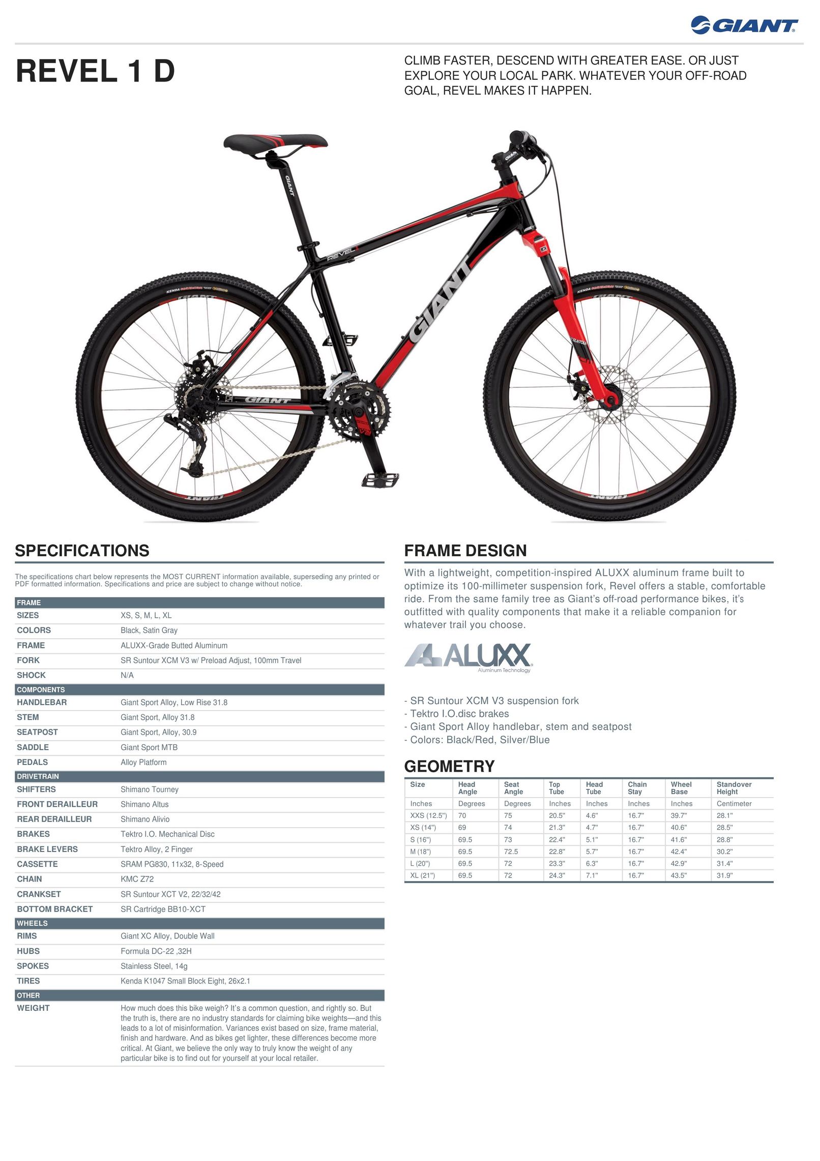 Giant 1 D Bicycle User Manual
