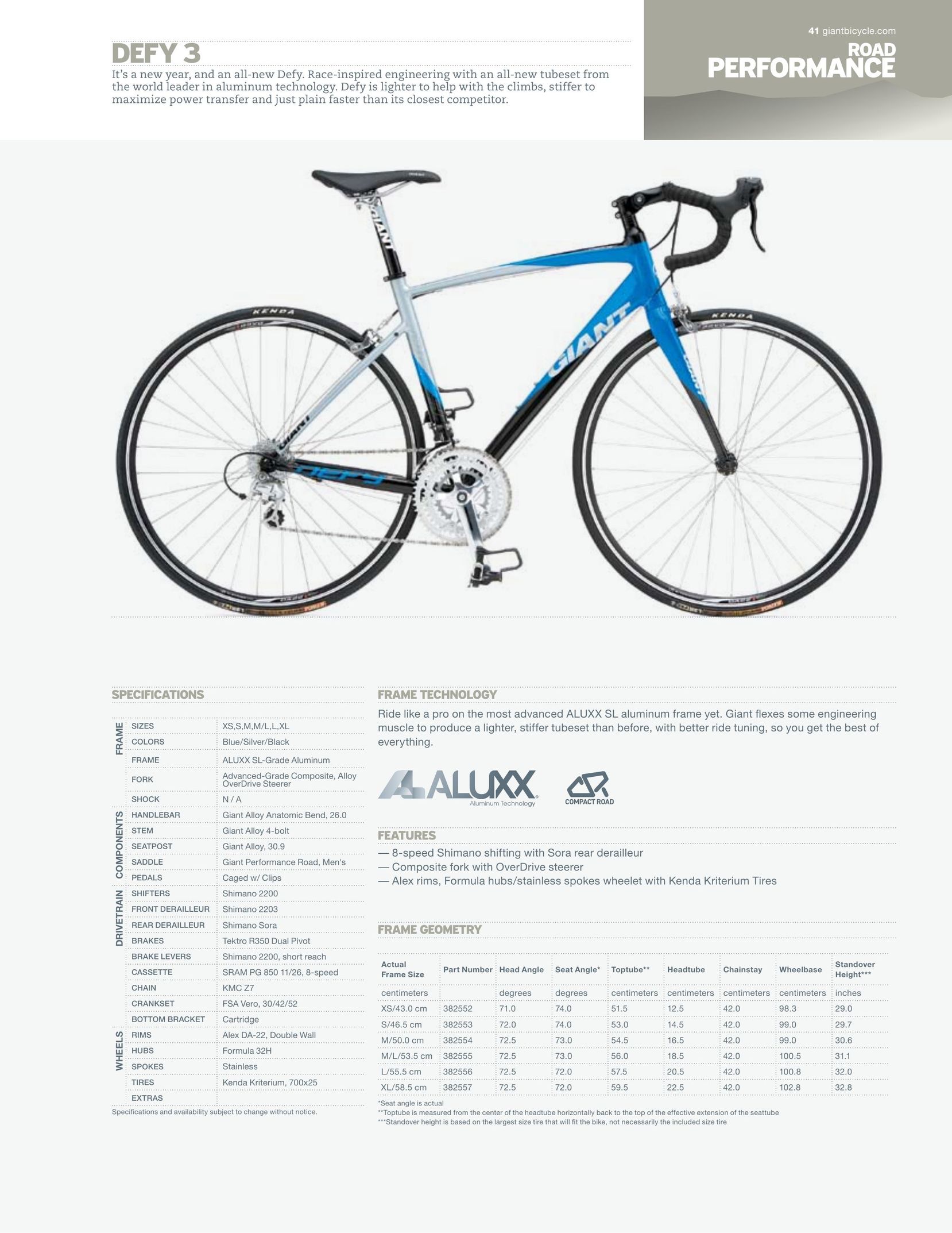 Giant Defy 3 Bicycle User Manual