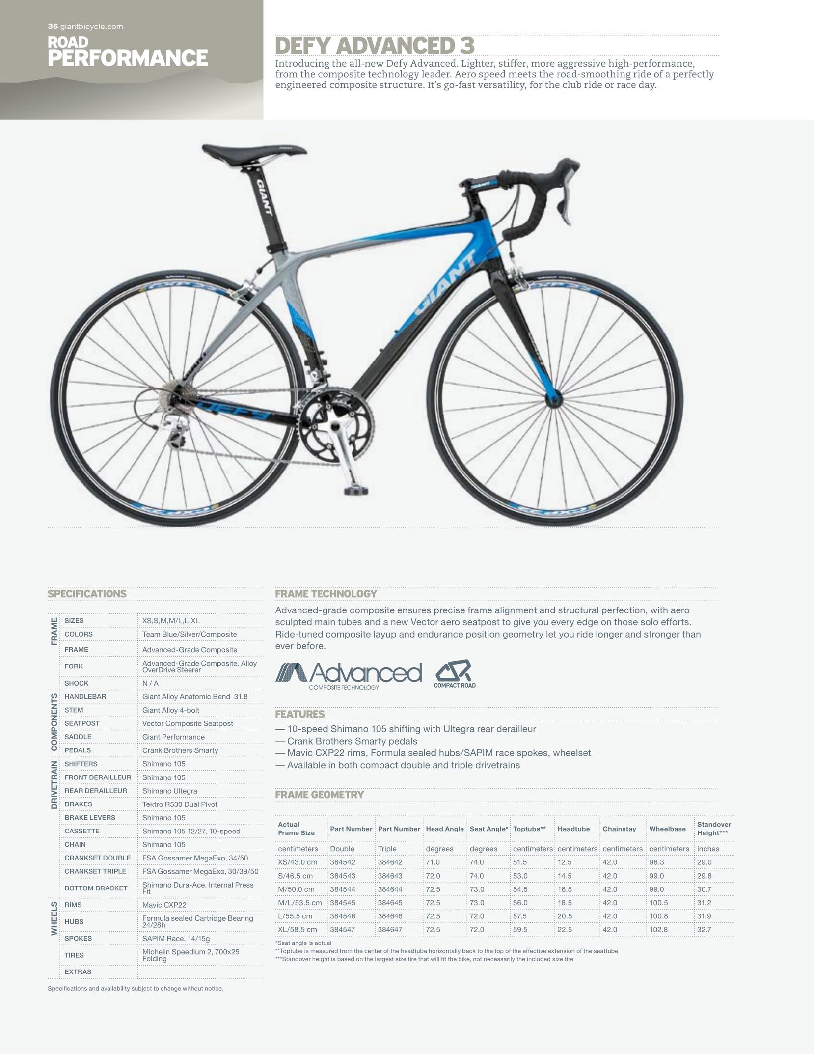 Giant Defy Advanced 3 Bicycle User Manual