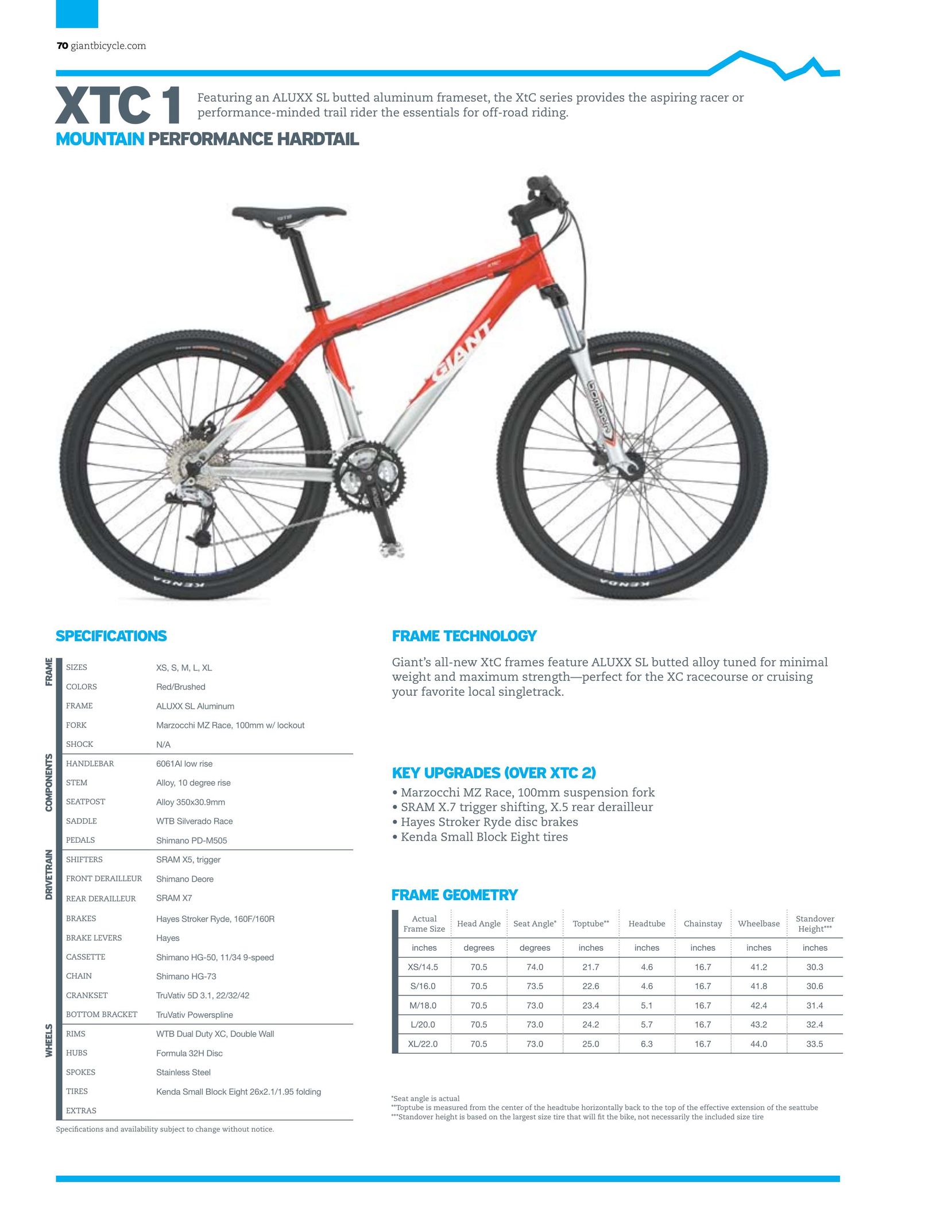 Giant XTC 1 Bicycle User Manual