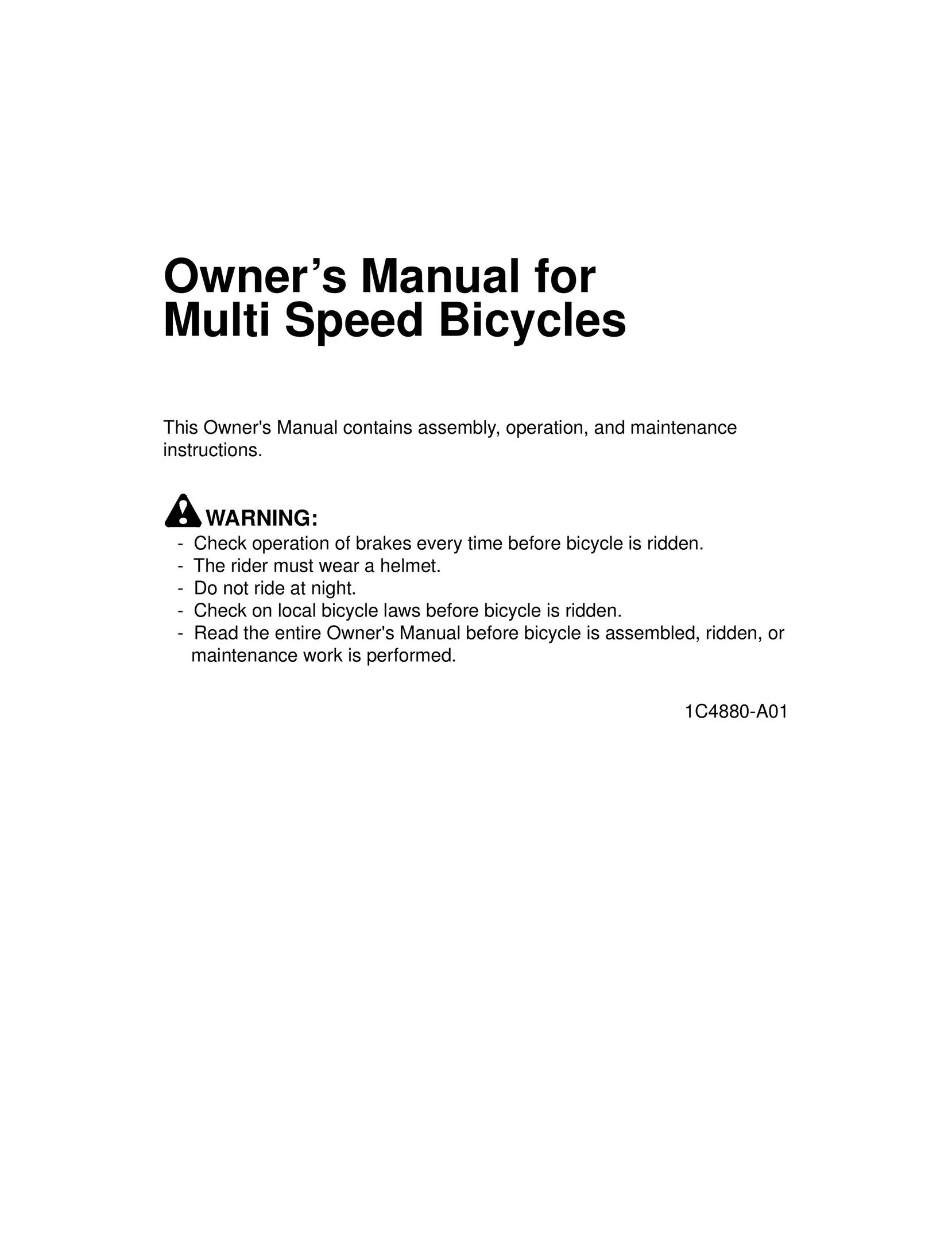 Huffy 1C4880-A01 Bicycle User Manual