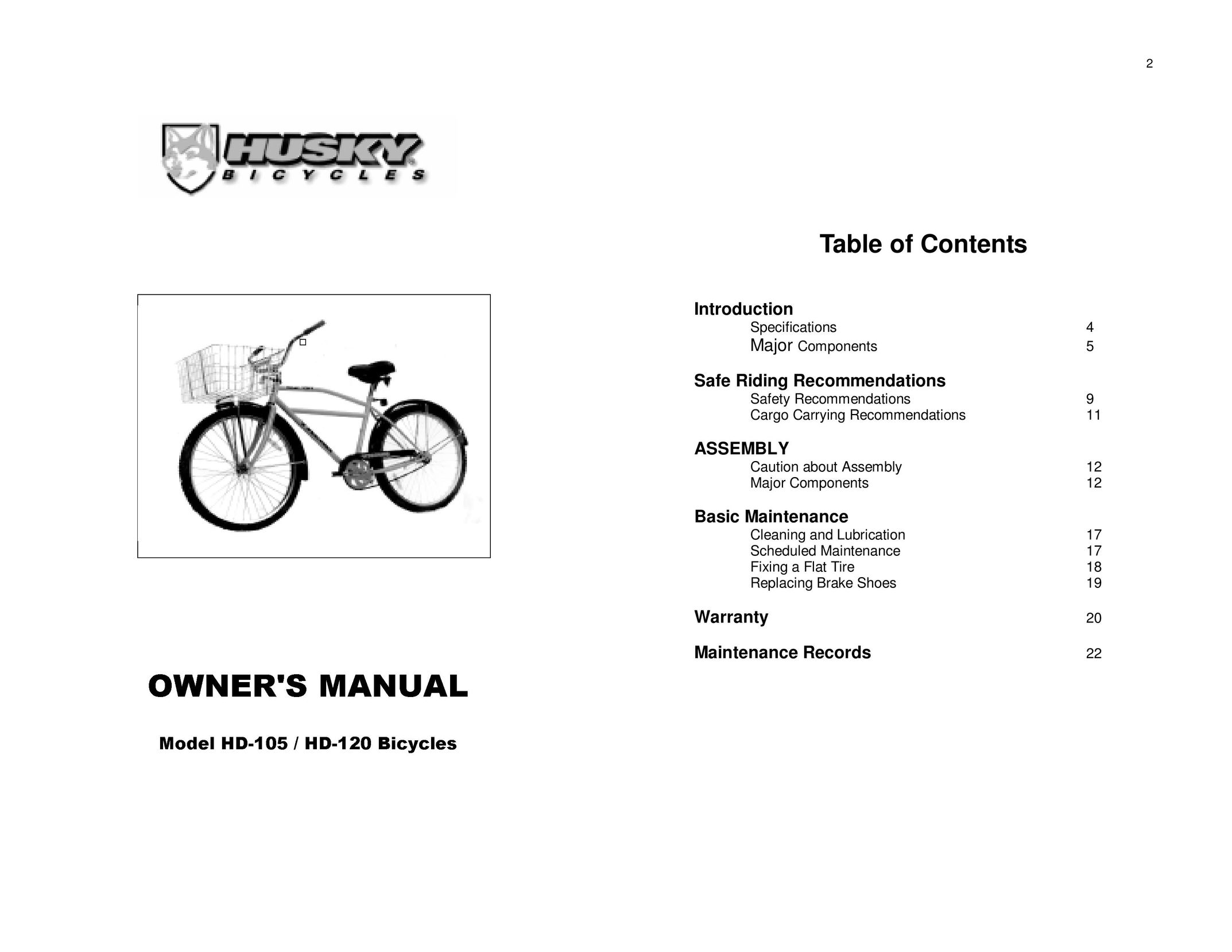 Husky HD-105 Bicycle User Manual