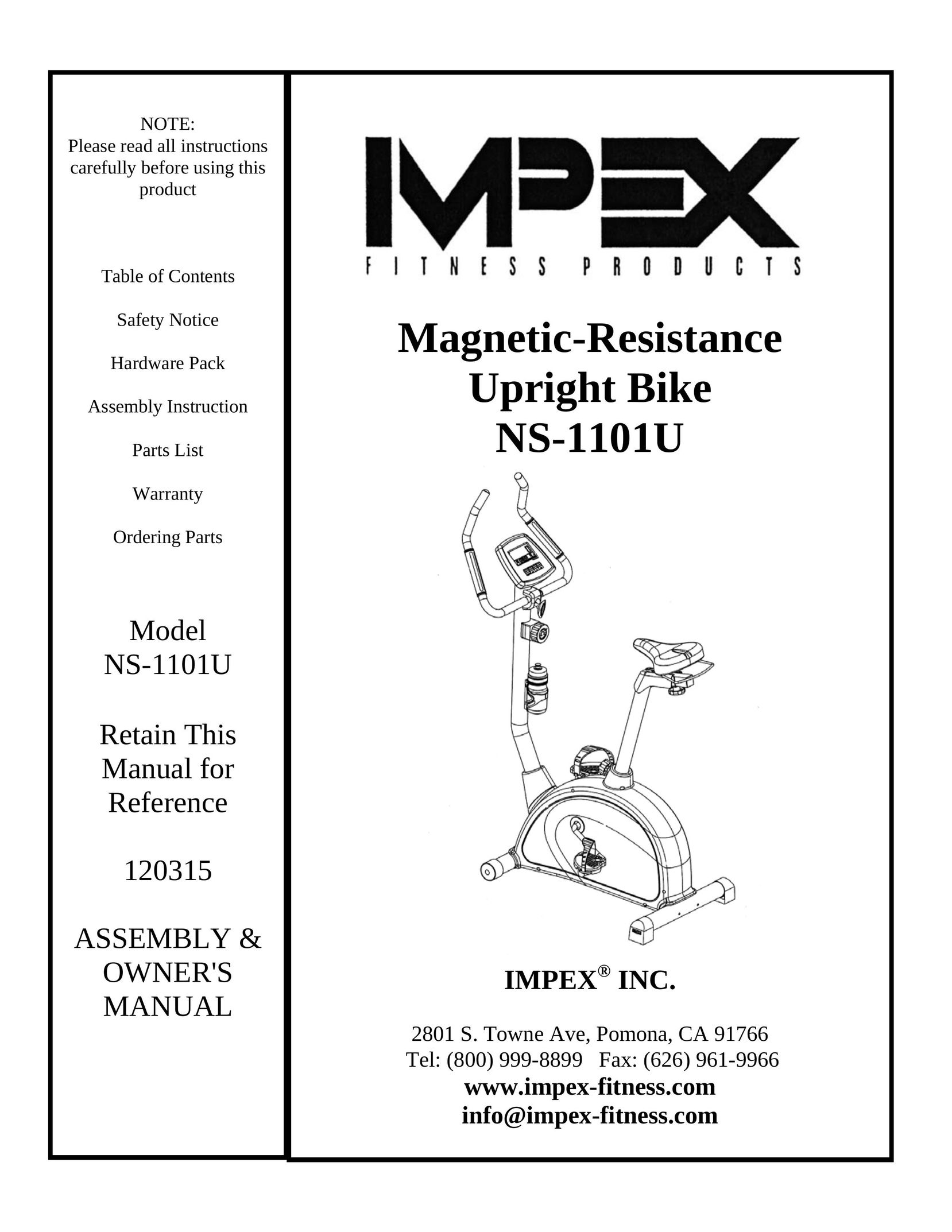 Impex NS-1101U Bicycle User Manual