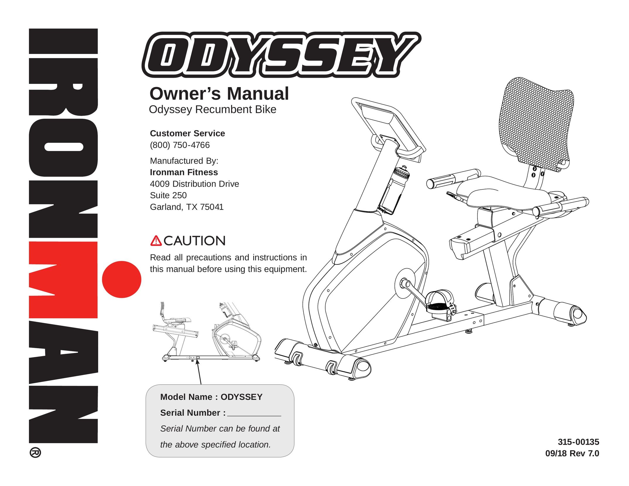 Ironman Fitness ODYSSEY Bicycle User Manual