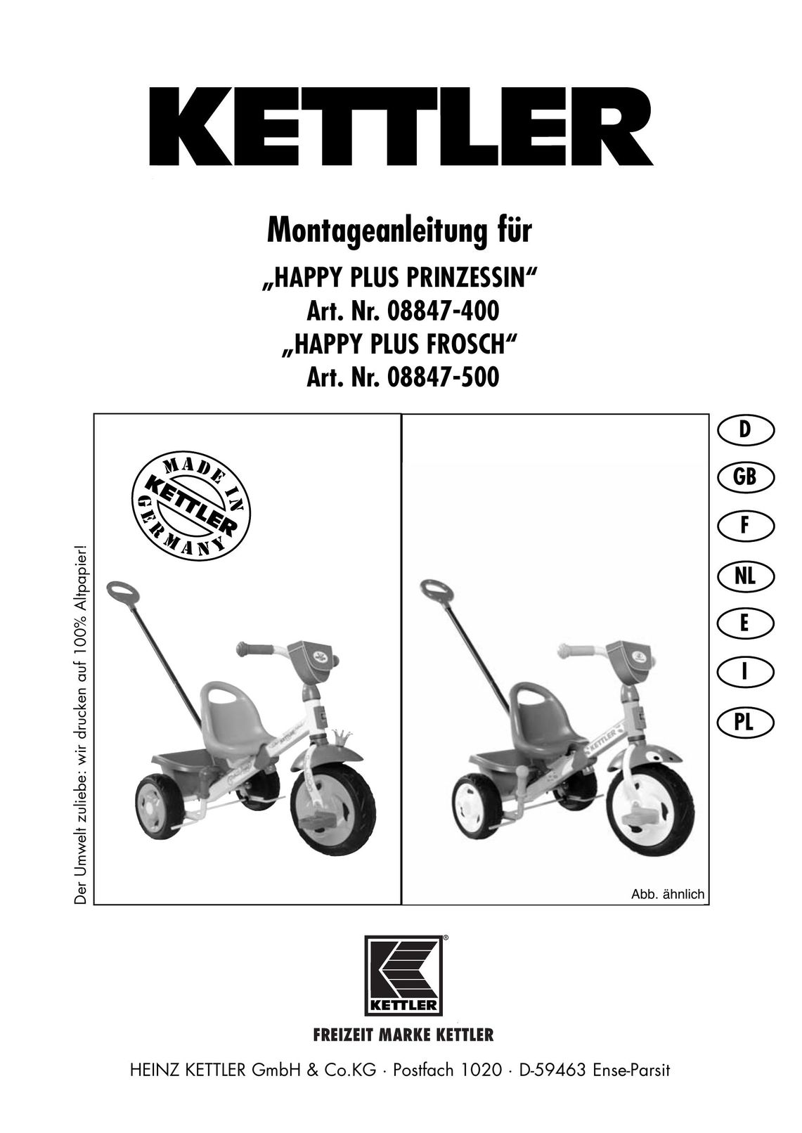 Kettler 08847-400 Bicycle User Manual