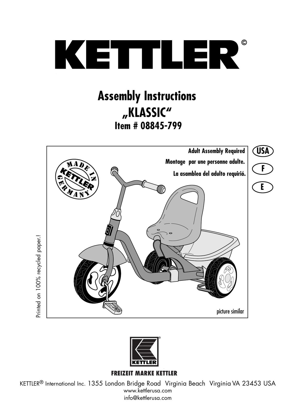 Kettler HP 355 Bicycle User Manual