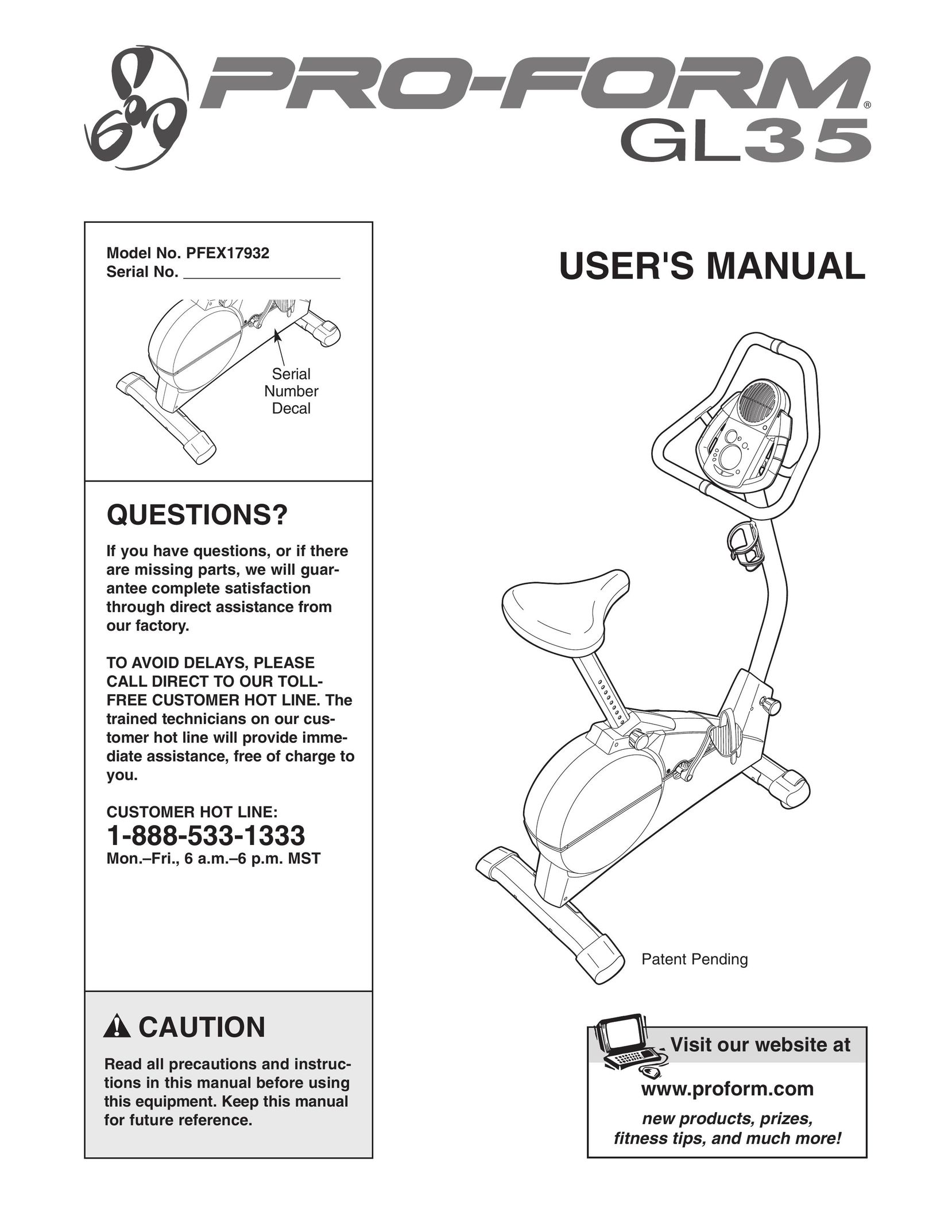 ProForm PFEX17932 Bicycle User Manual