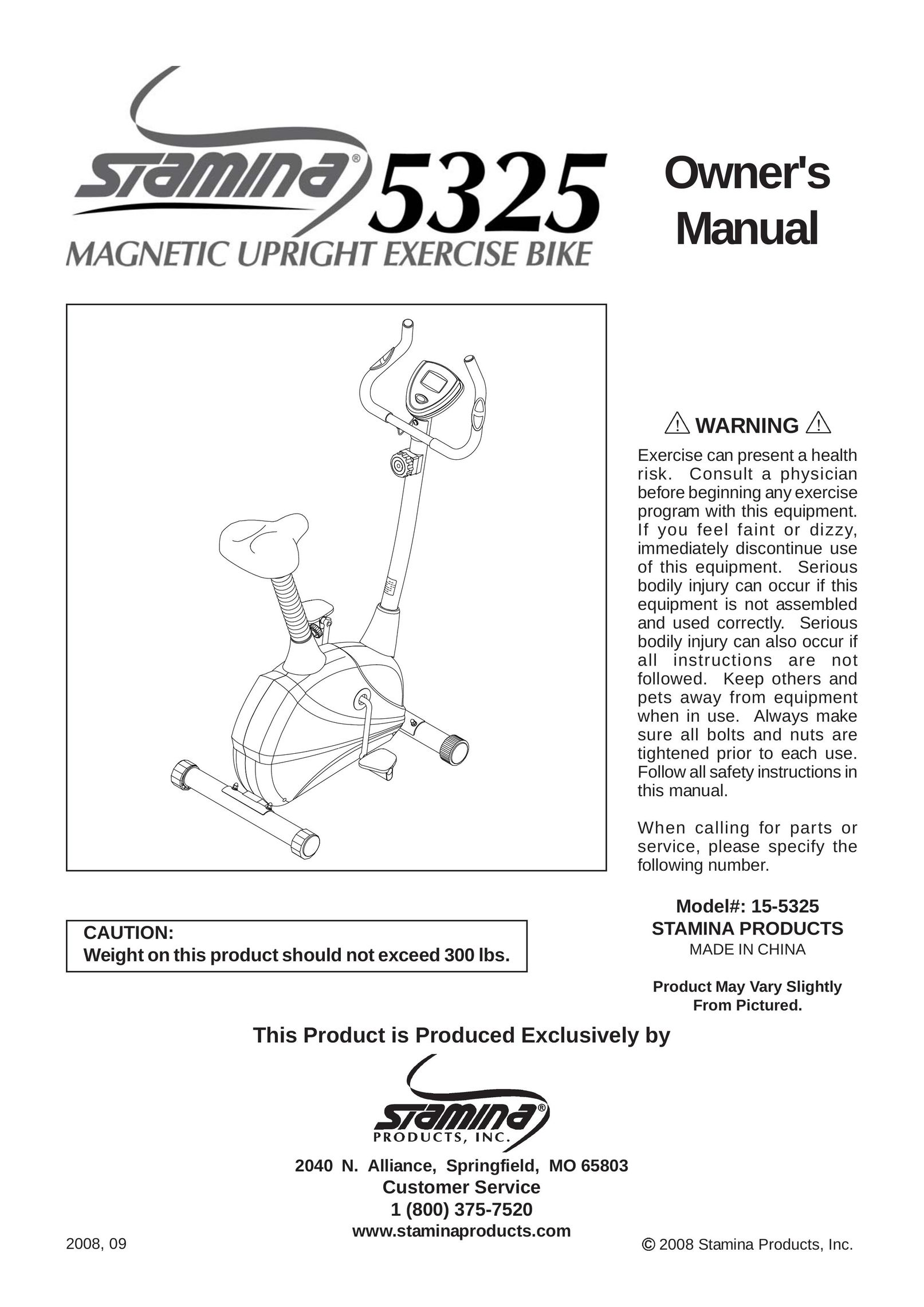 Stamina Products 15-5325 Bicycle User Manual