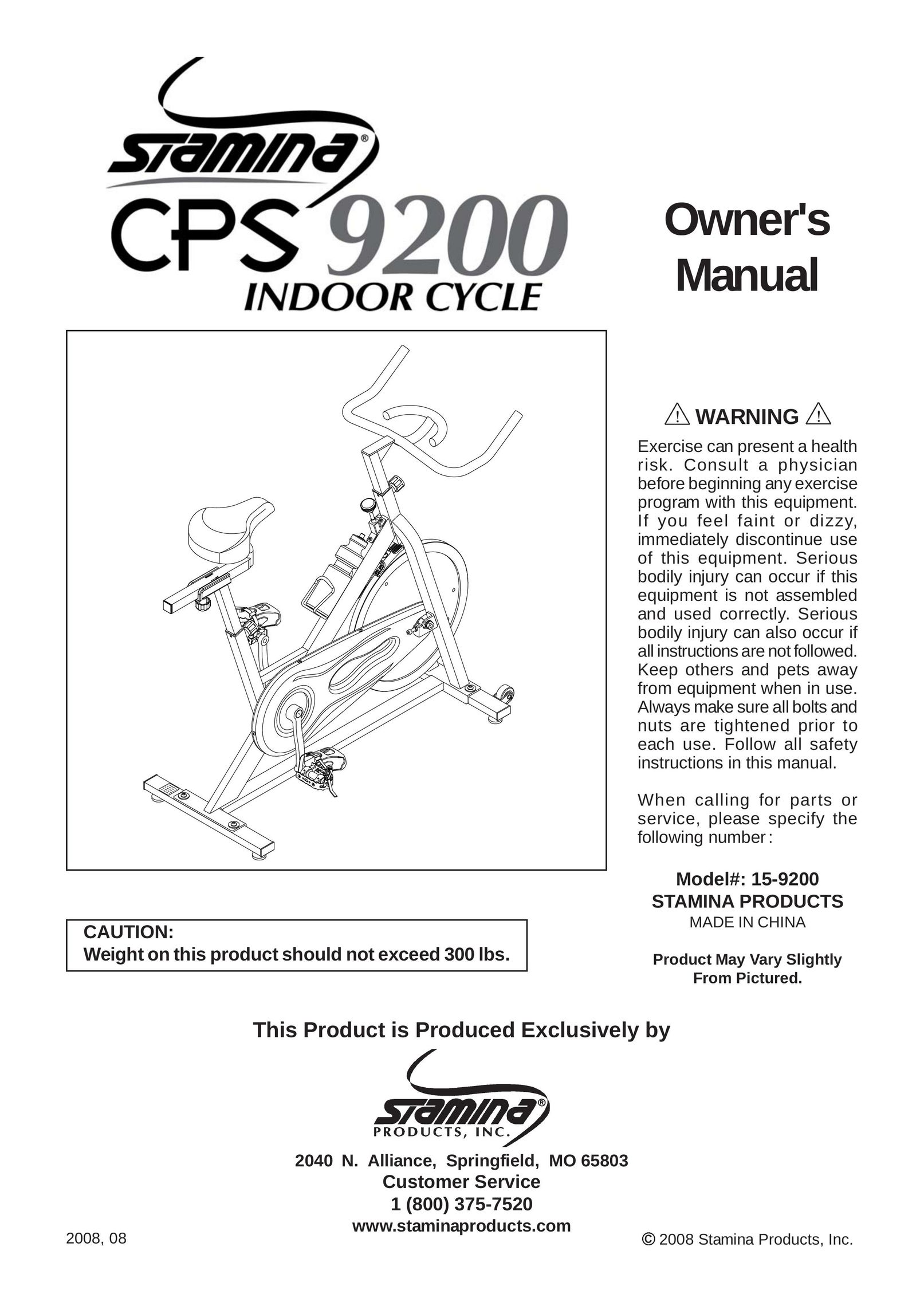 Stamina Products 15-9200 Bicycle User Manual