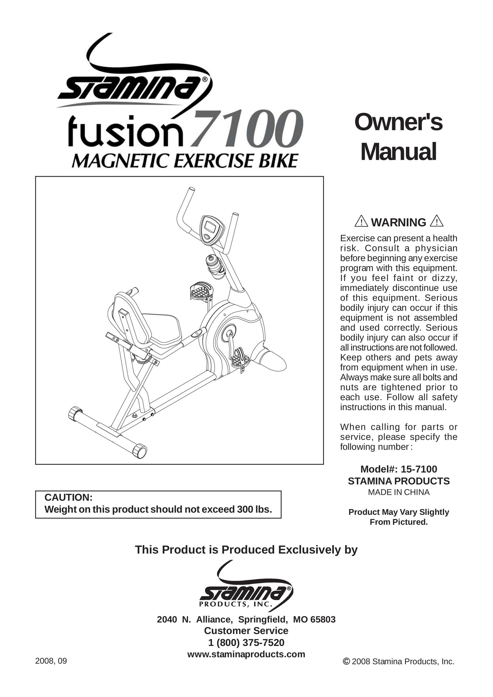 Stamina Products Fusion 7100 Bicycle User Manual
