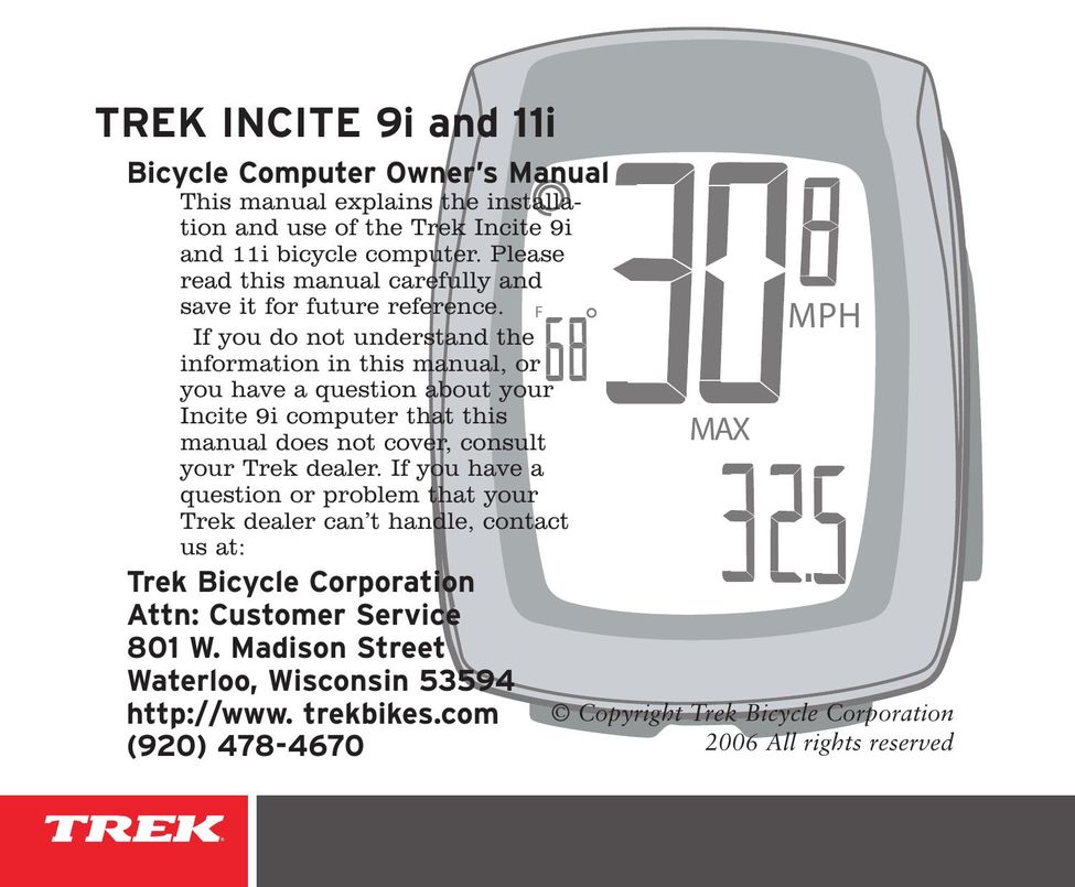 Trek 11i Bicycle User Manual