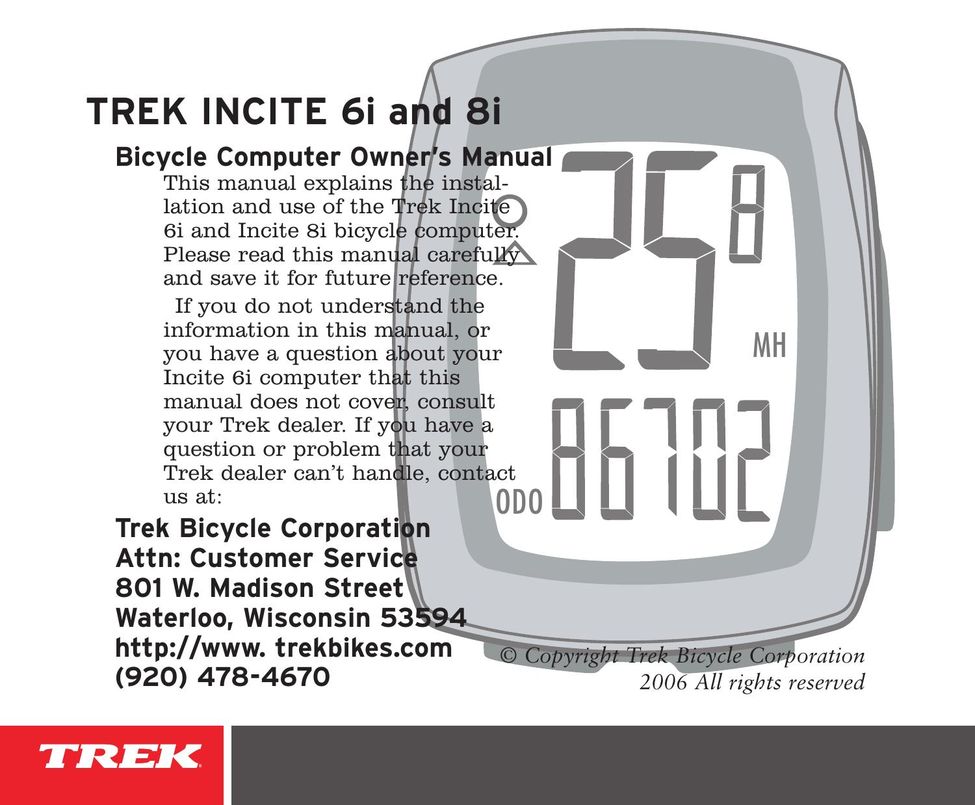 Trek 6i Bicycle User Manual