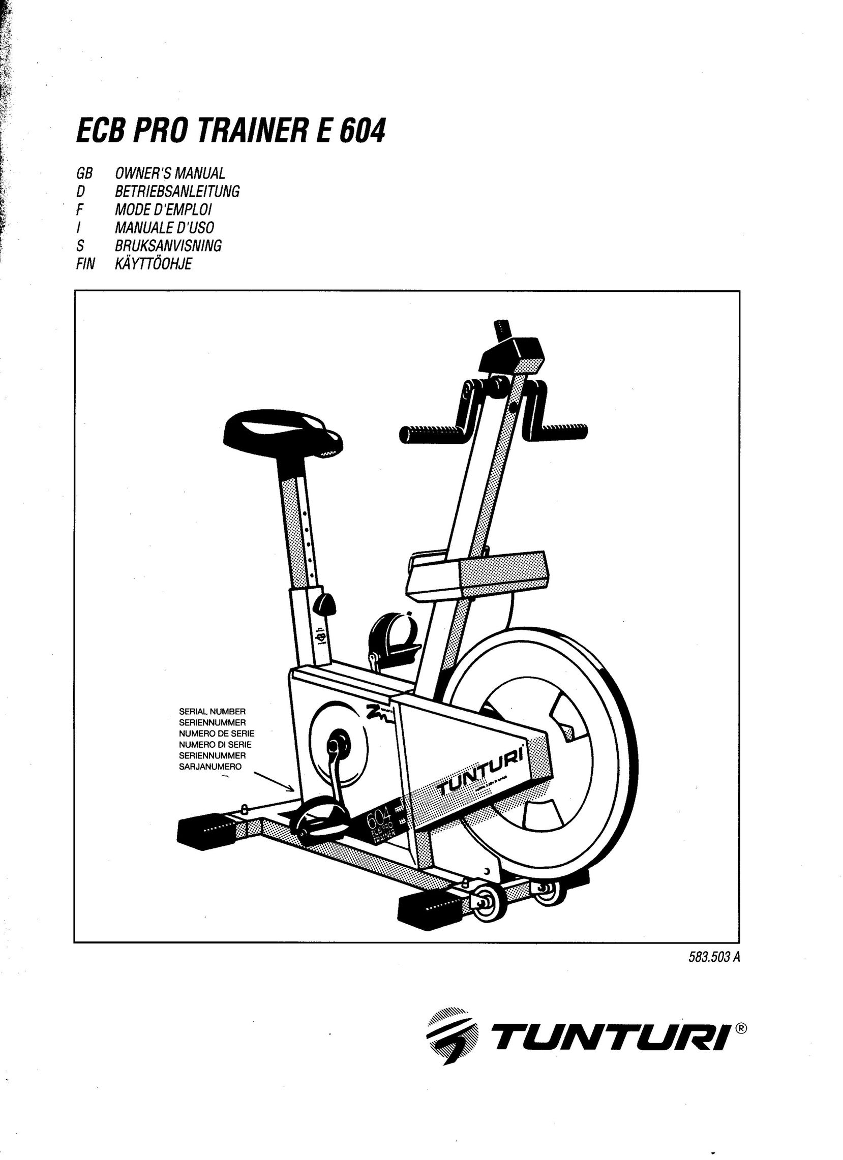 Tunturi TRAINER E 604 Bicycle User Manual