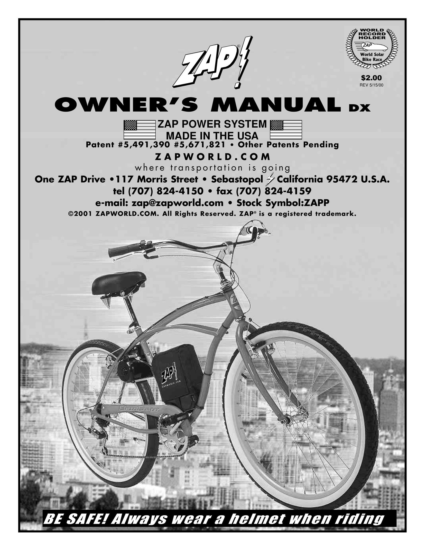 Zap DX Bicycle User Manual