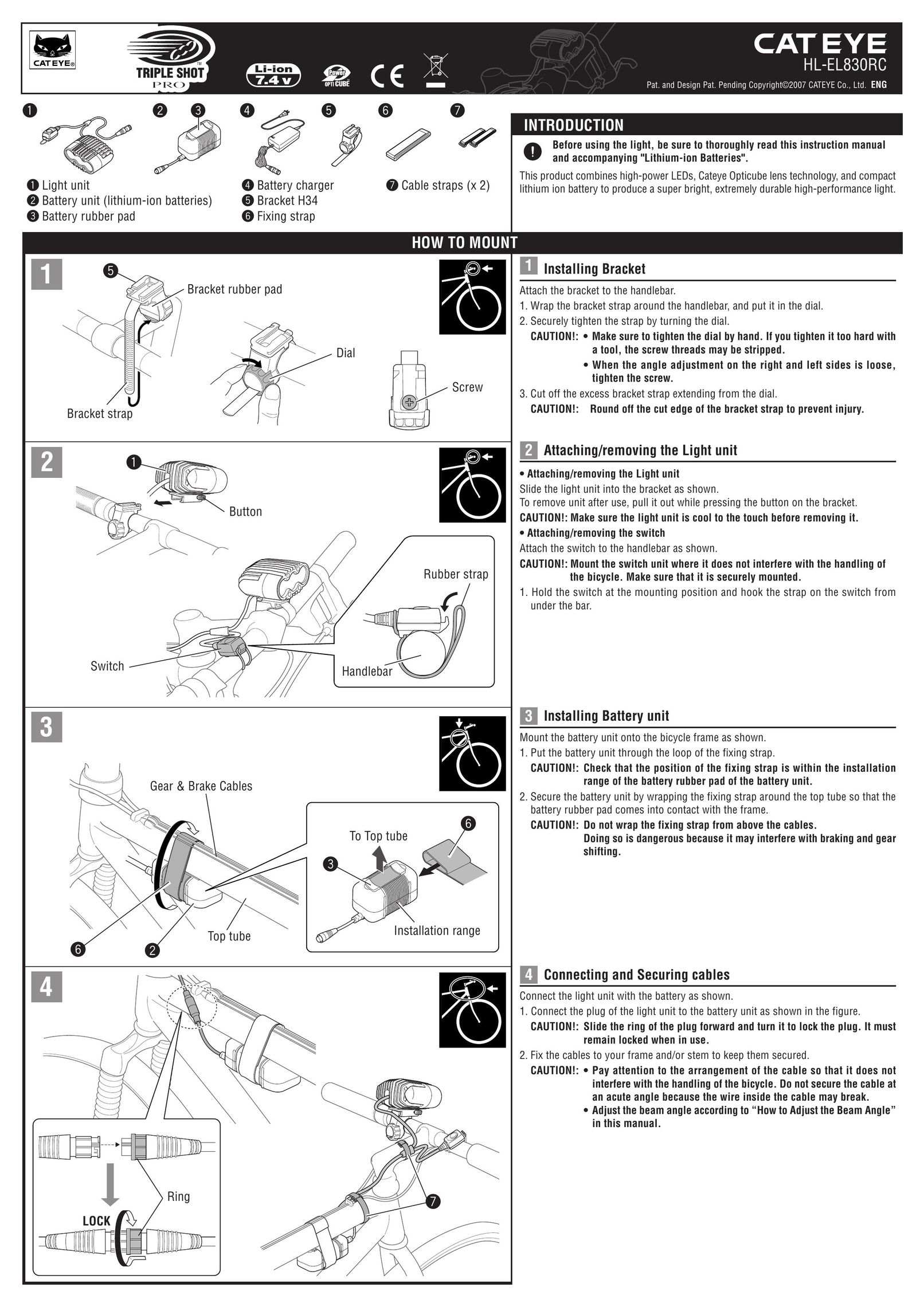 Cateye HL-EL830RC Bicycle Accessories User Manual