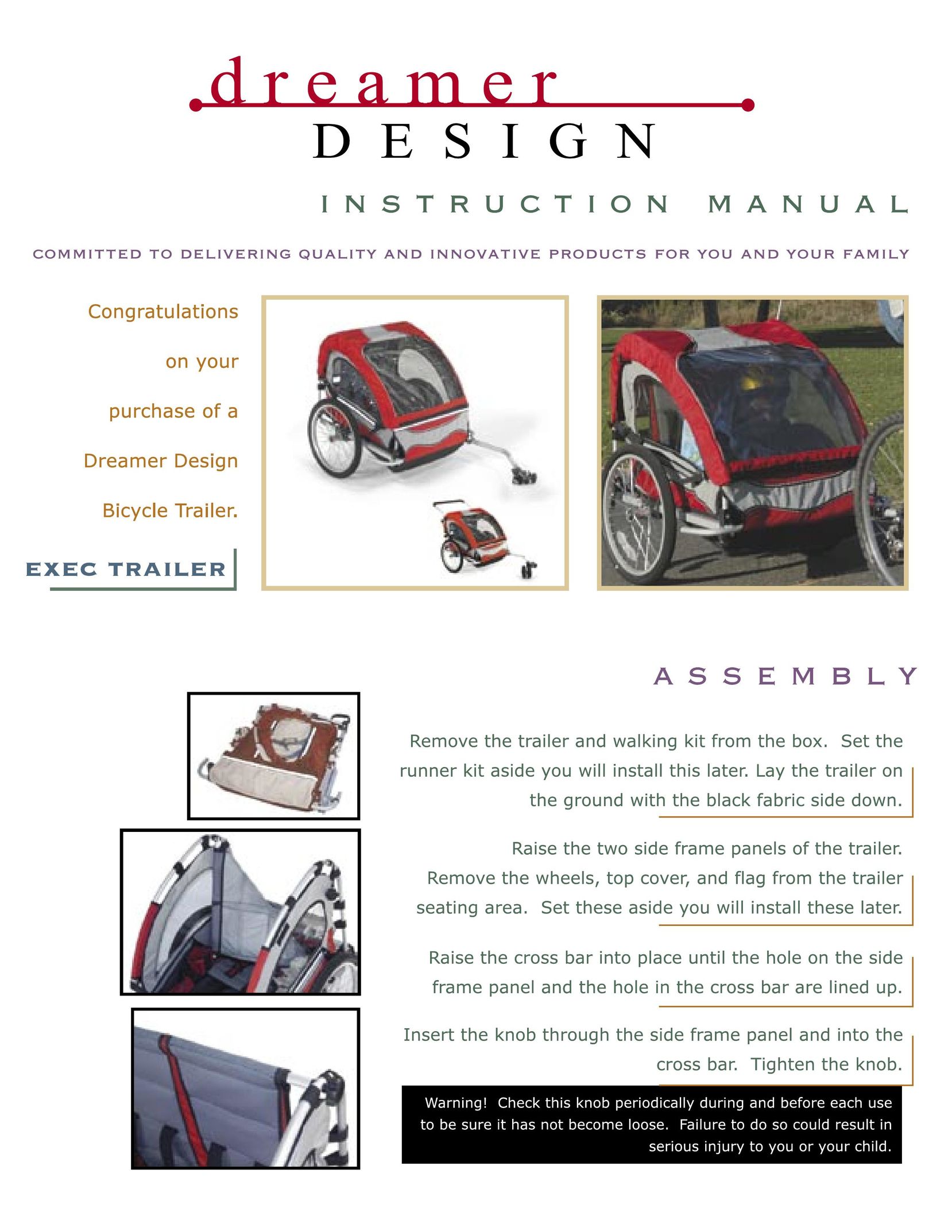 Dreamer Design Exec Bicycle Accessories User Manual