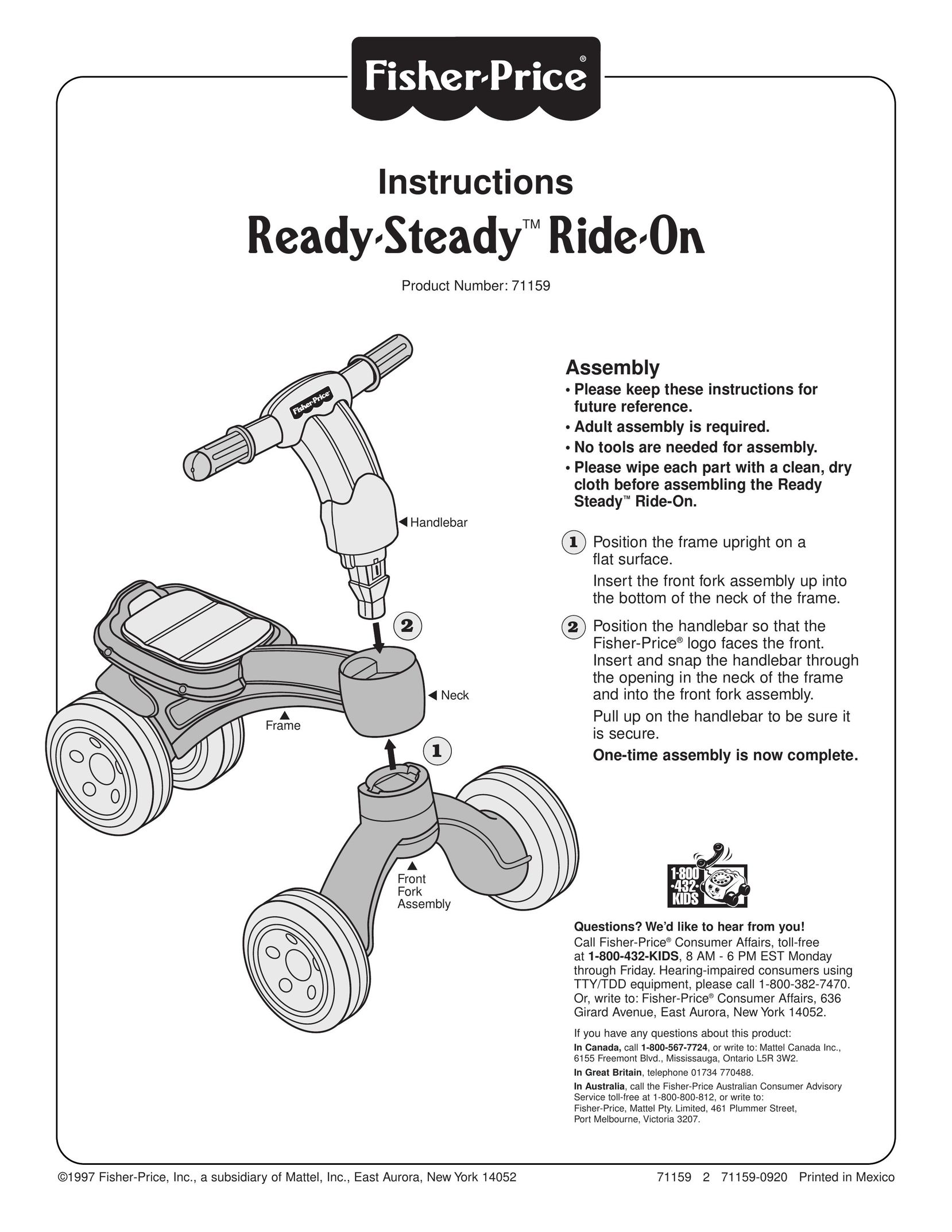 Fisher-Price 71159 Bicycle Accessories User Manual