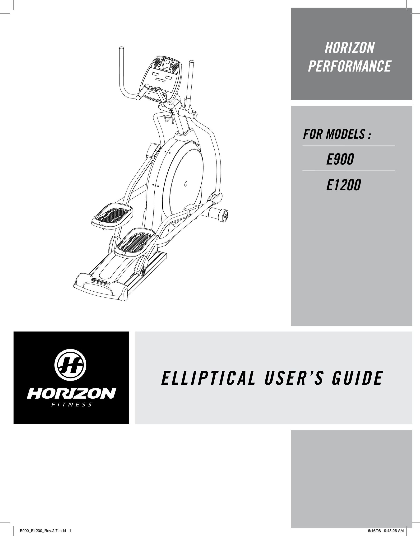 Horizon Fitness E1200 Bicycle Accessories User Manual