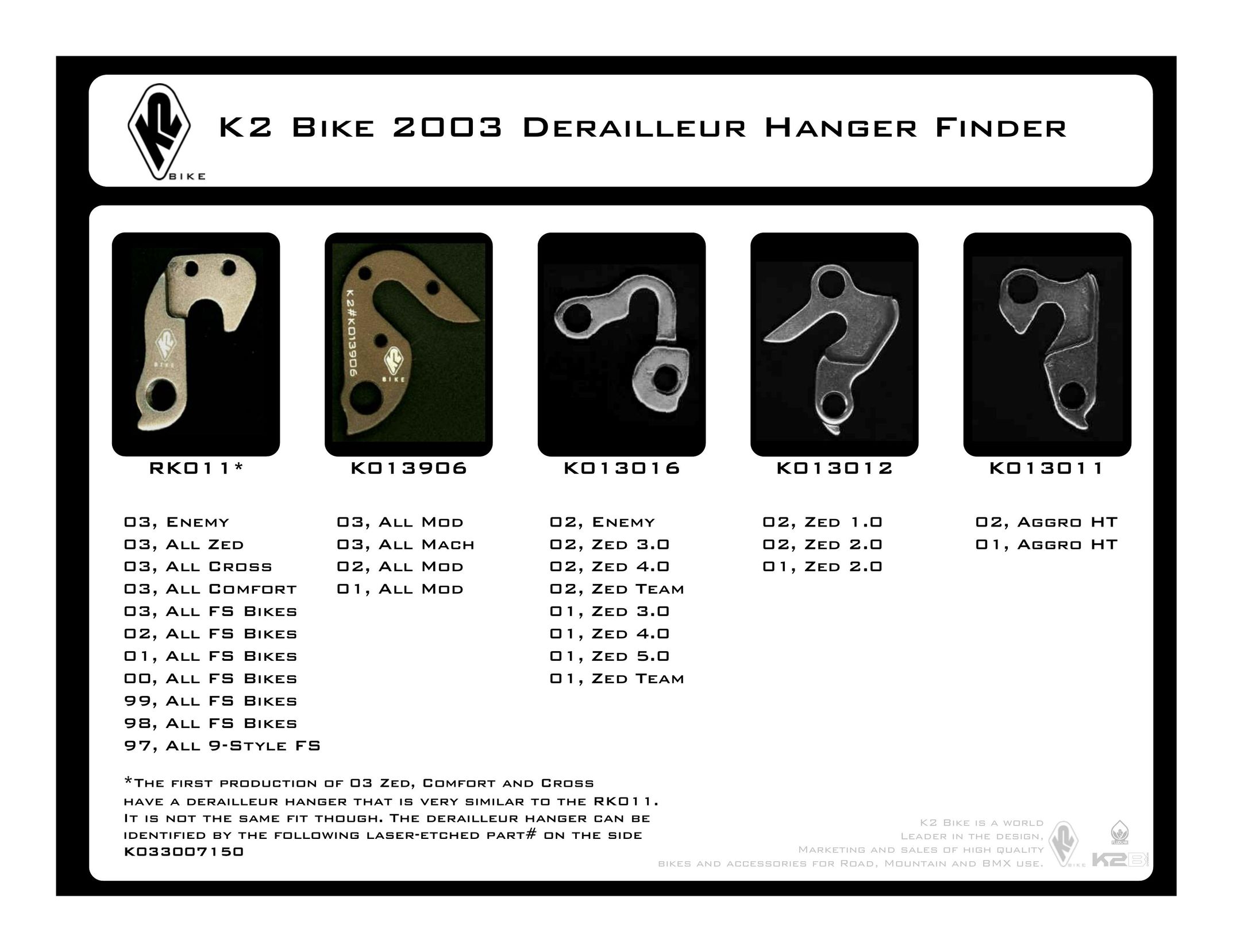 K2 Bike RK011 Bicycle Accessories User Manual