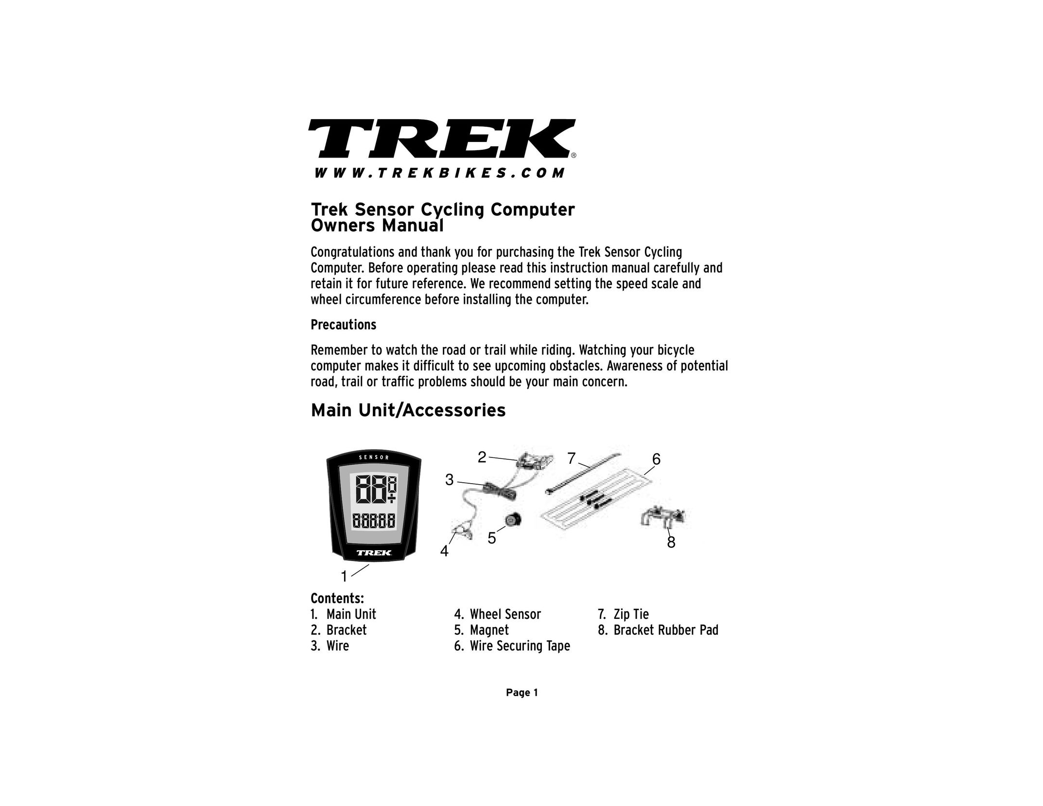 Trek 2.0 Bicycle Accessories User Manual