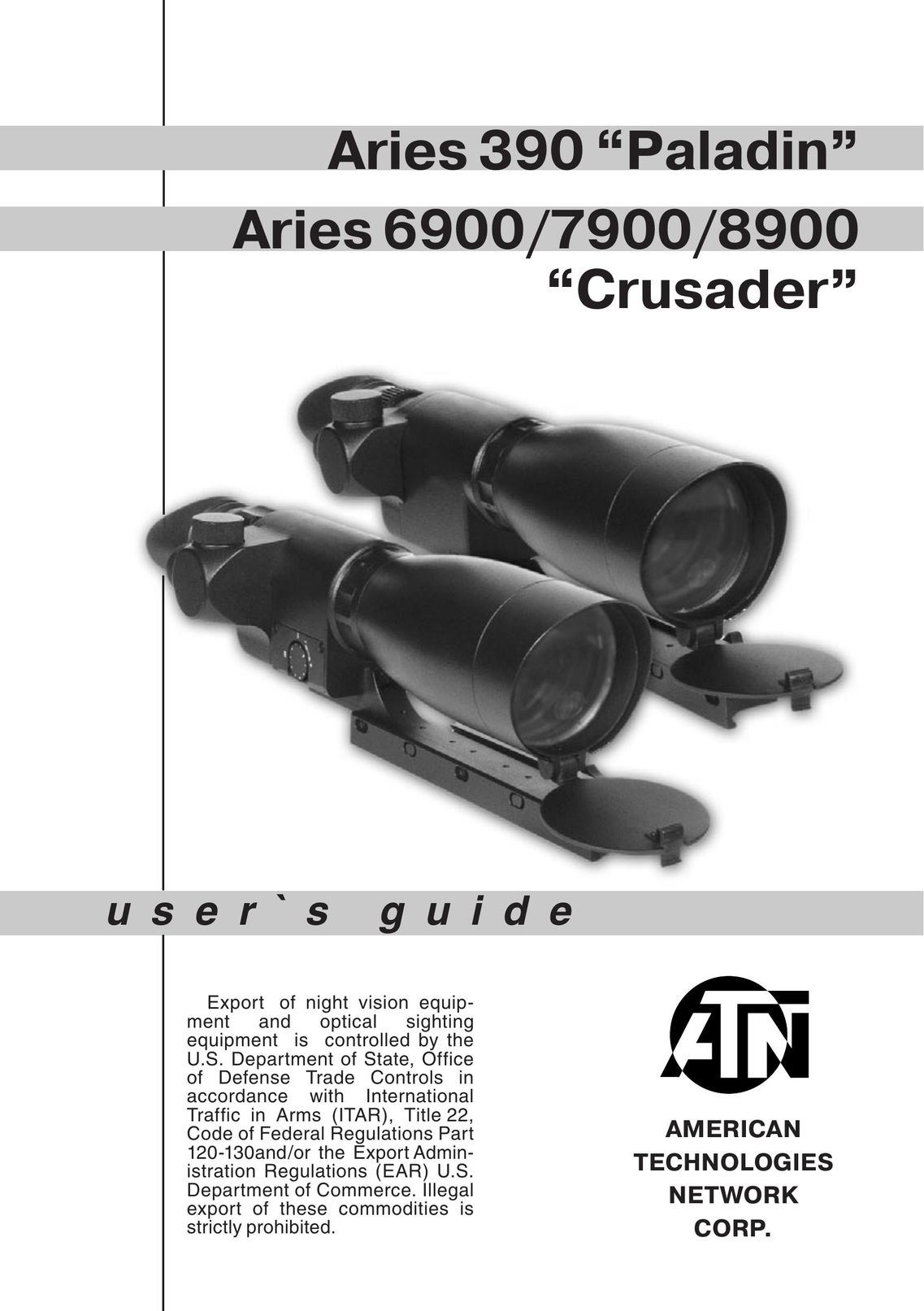 ATN 390, 6900, 7900, 8900 Binoculars User Manual