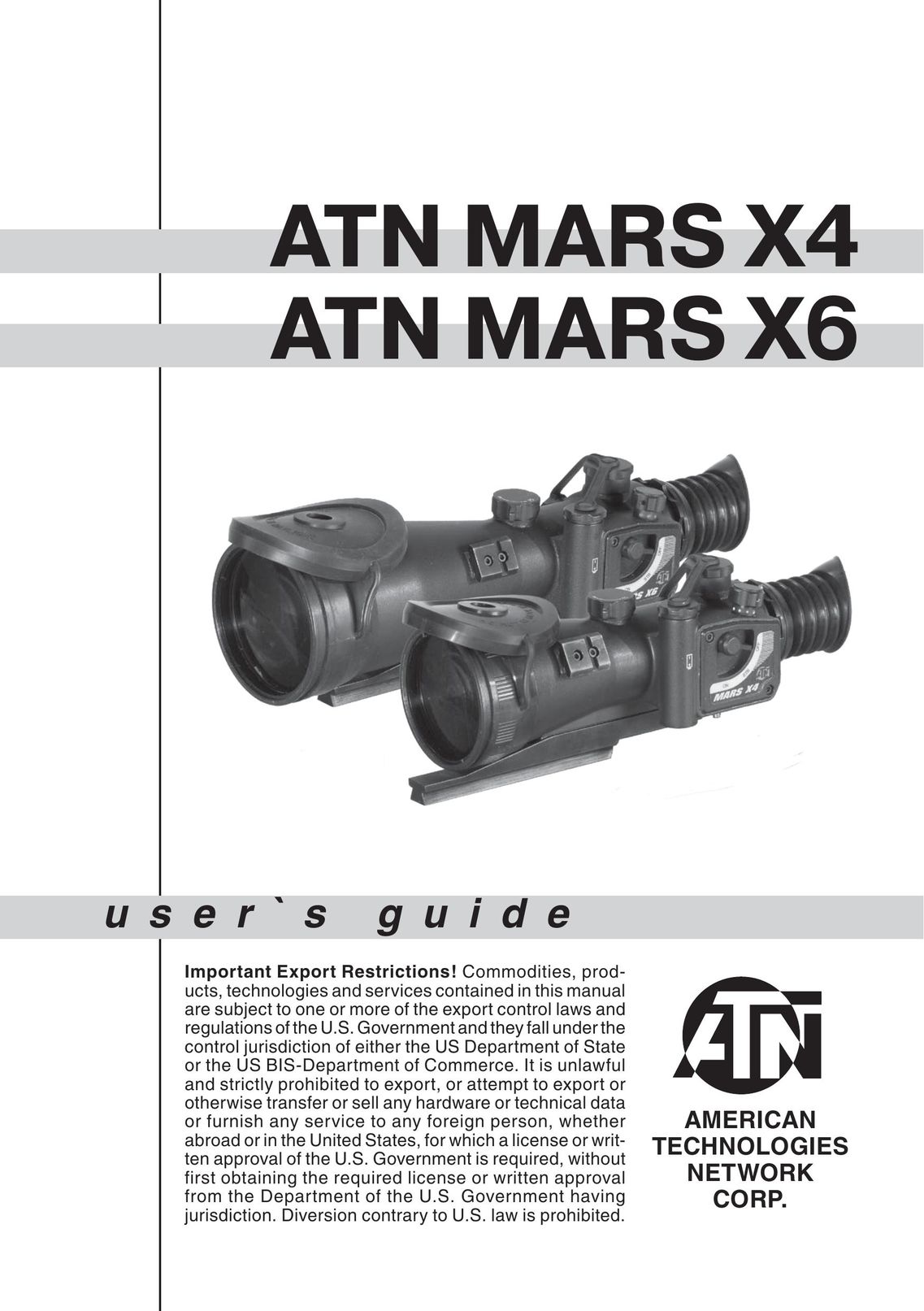 ATN ATN MArs x4 Binoculars User Manual