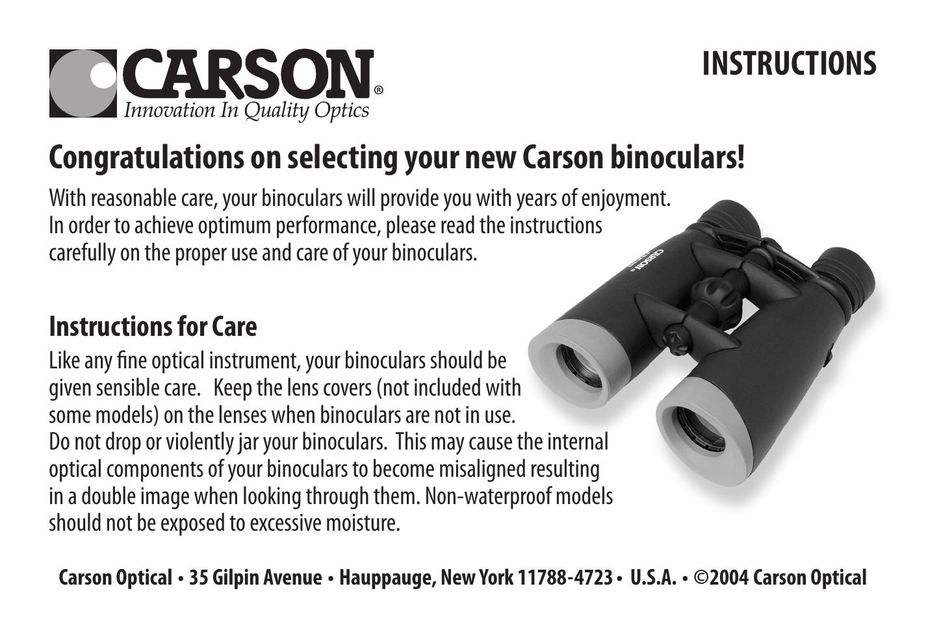Carson Optical Binoculars Binoculars User Manual