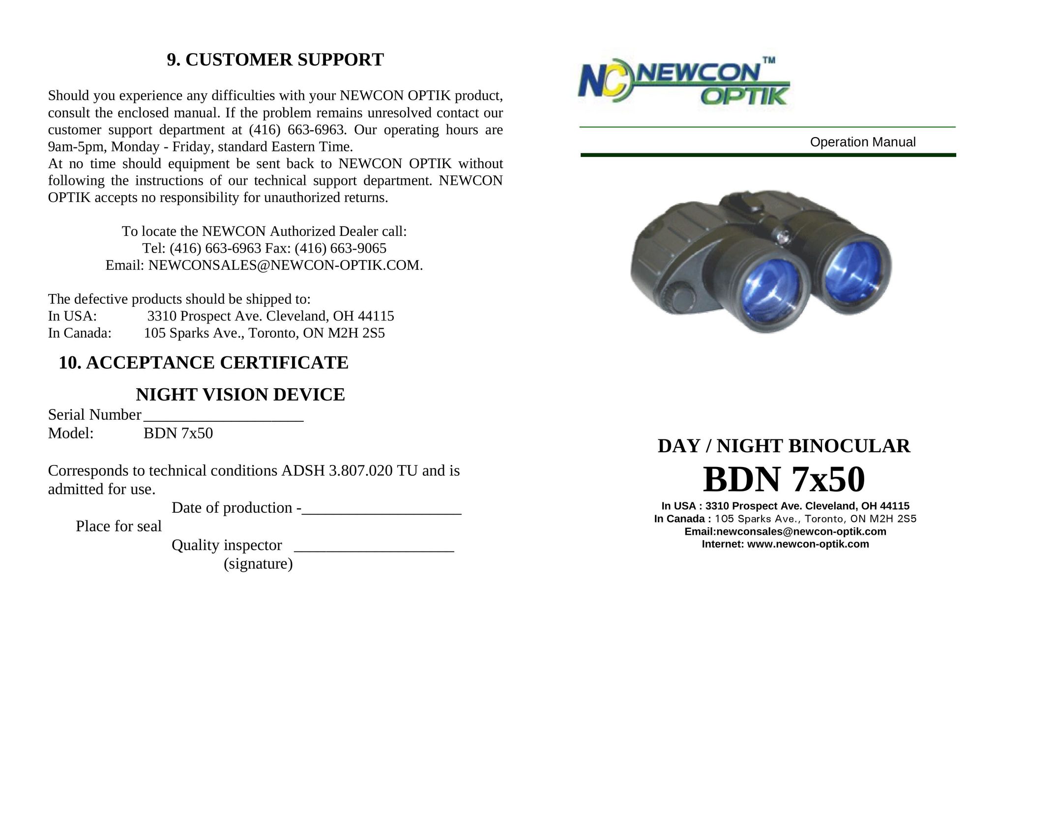 Newcon Optik BDN 7x50 Binoculars User Manual