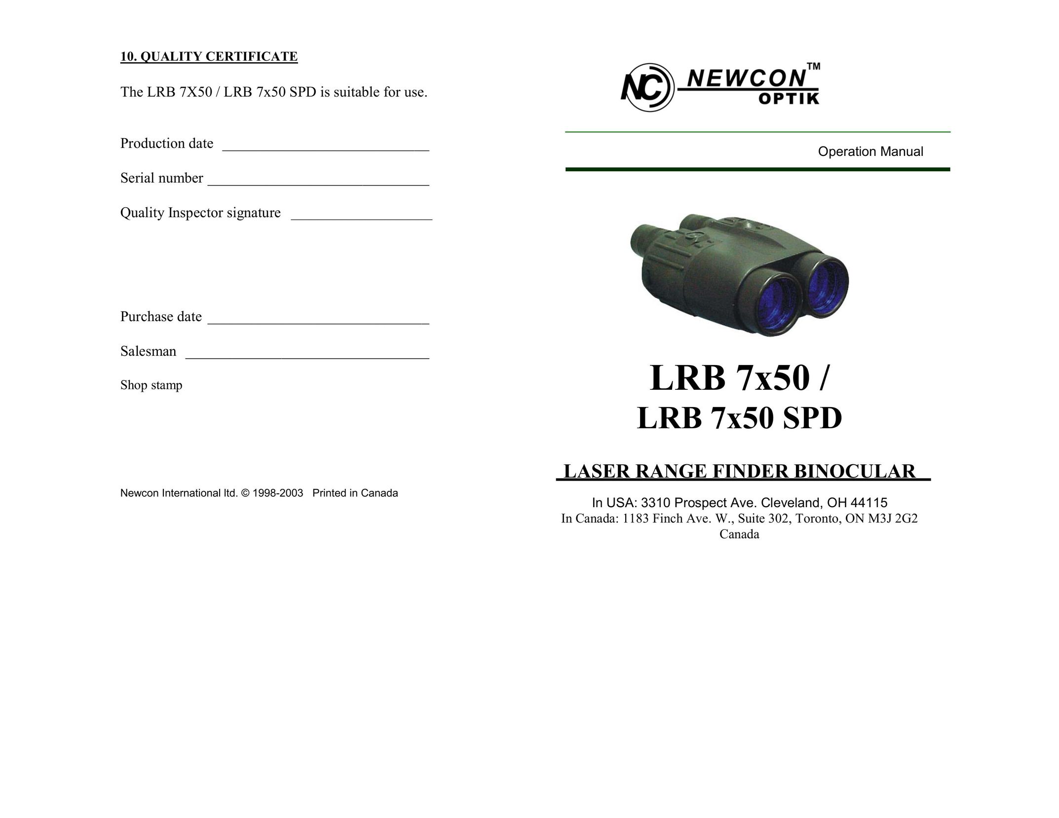 Newcon Optik LRB 7X50 SPD Binoculars User Manual