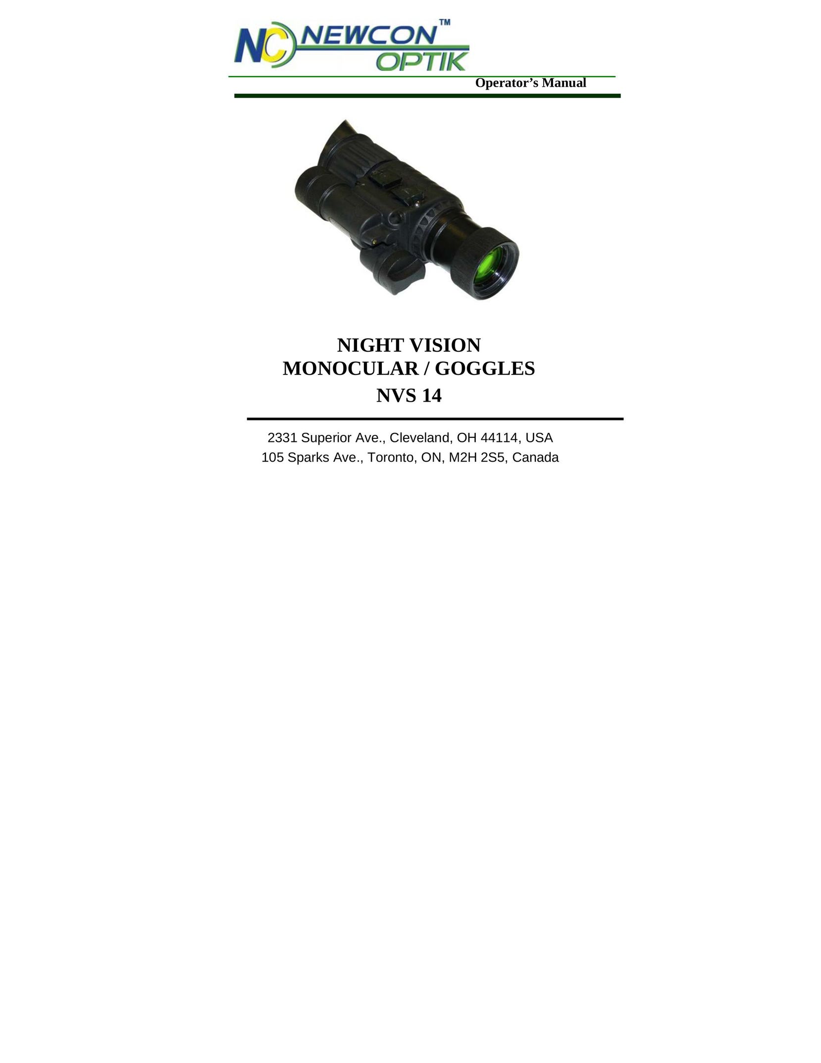 Newcon Optik Night Vision Monocular/Goggles Binoculars User Manual