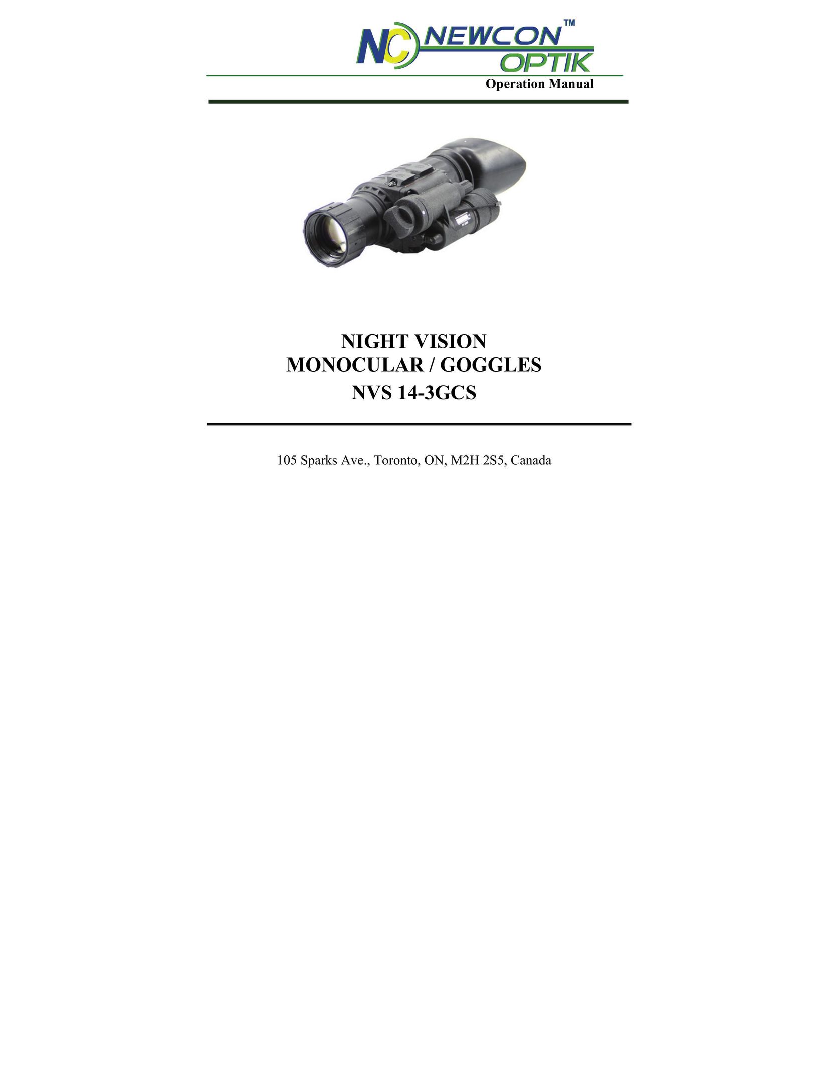 Newcon Optik NVS 14-3GCS Binoculars User Manual