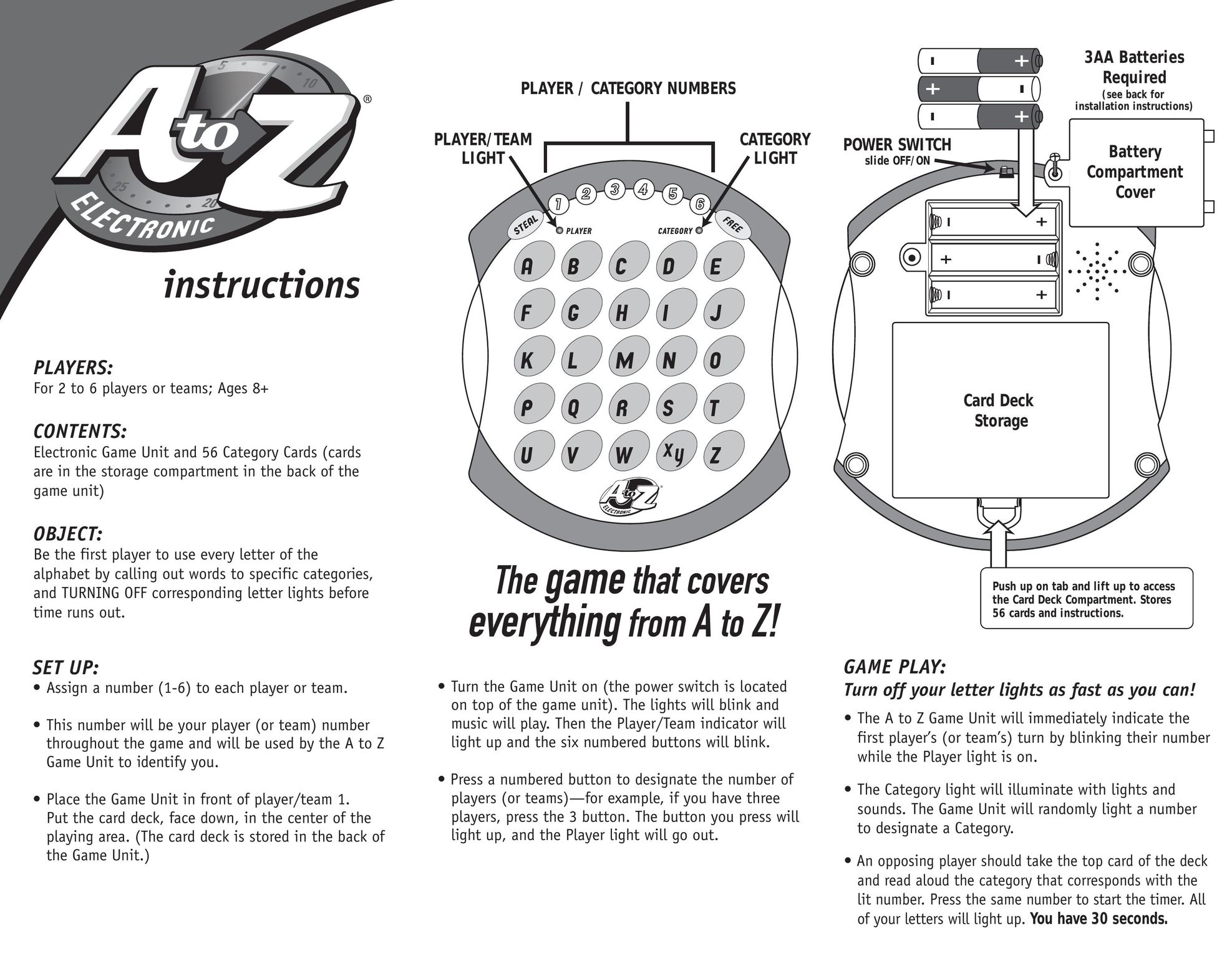 Fundex Games A To Z Electronic Board Games User Manual