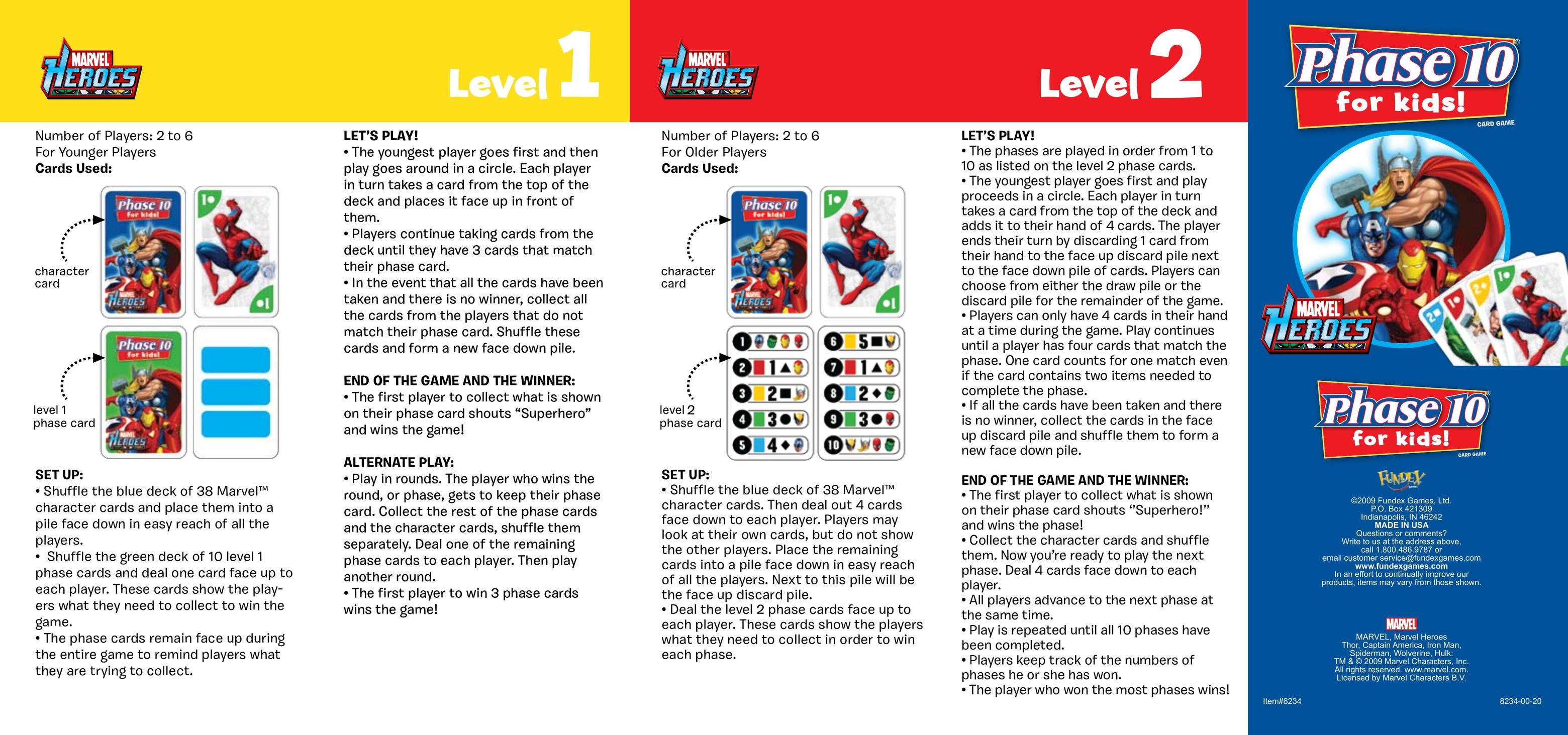 Fundex Games Phase 10 for Kids Board Games User Manual