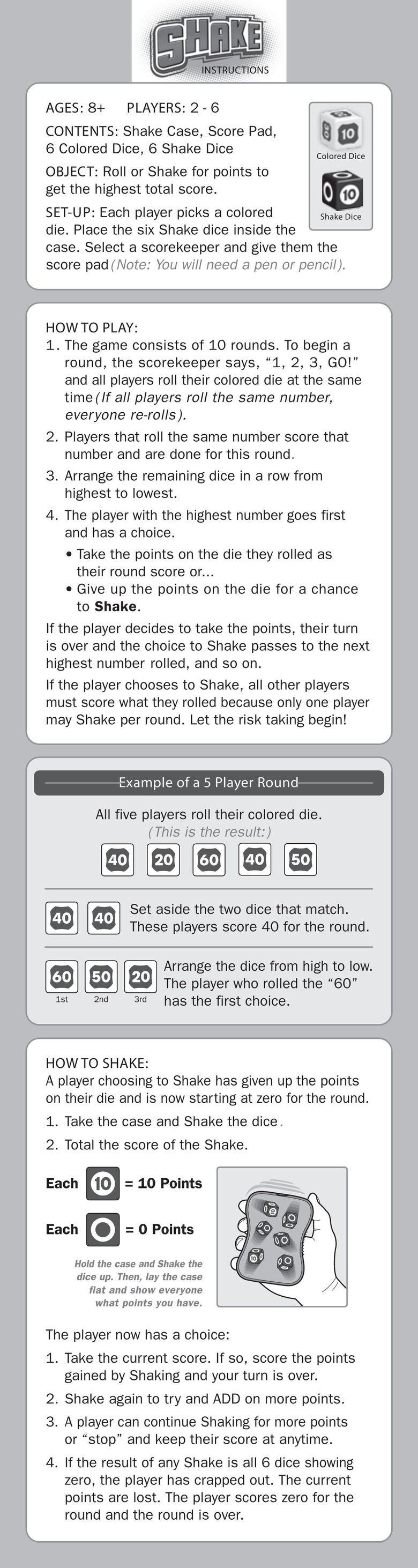 Fundex Games Shake Board Games User Manual