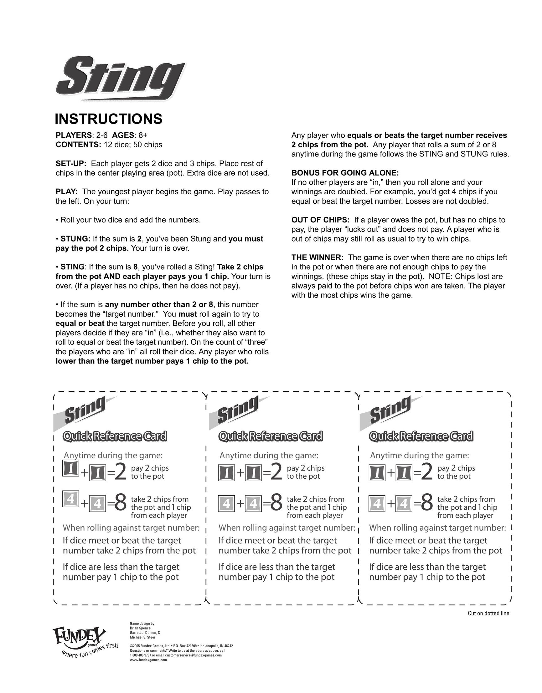 Fundex Games Sting Board Games User Manual