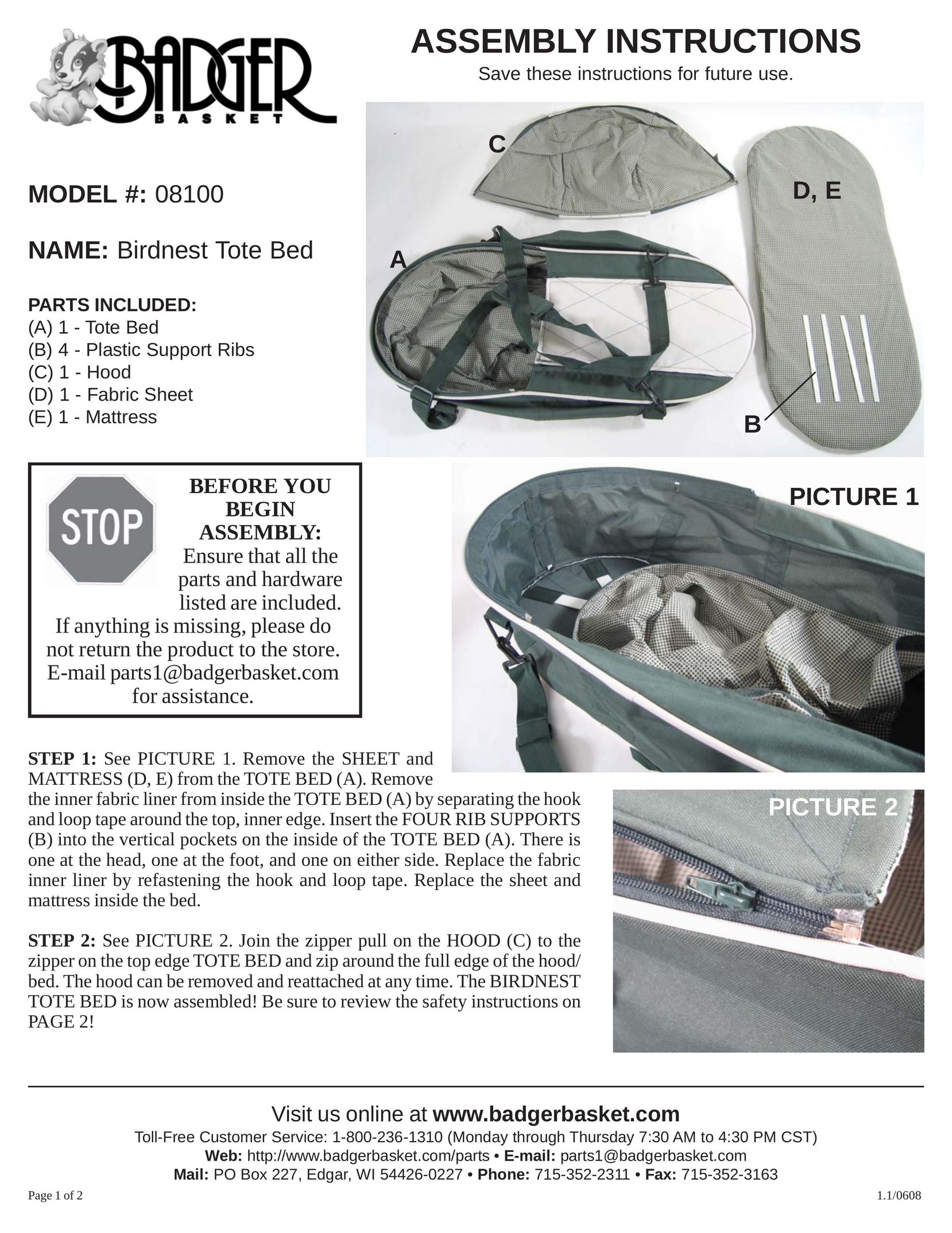 Badger Basket 08100 Camping Equipment User Manual