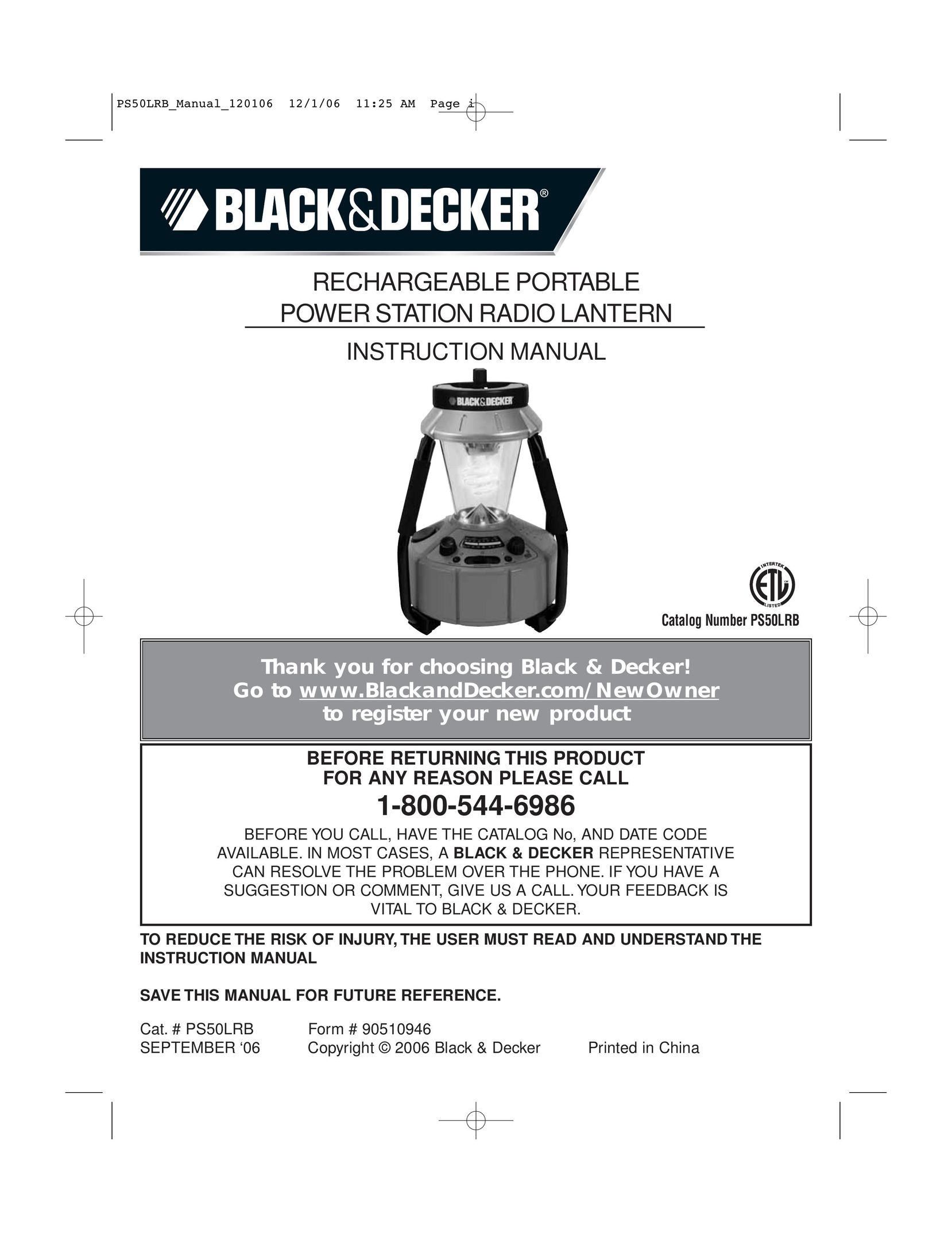 Black & Decker PS50LRB Camping Equipment User Manual