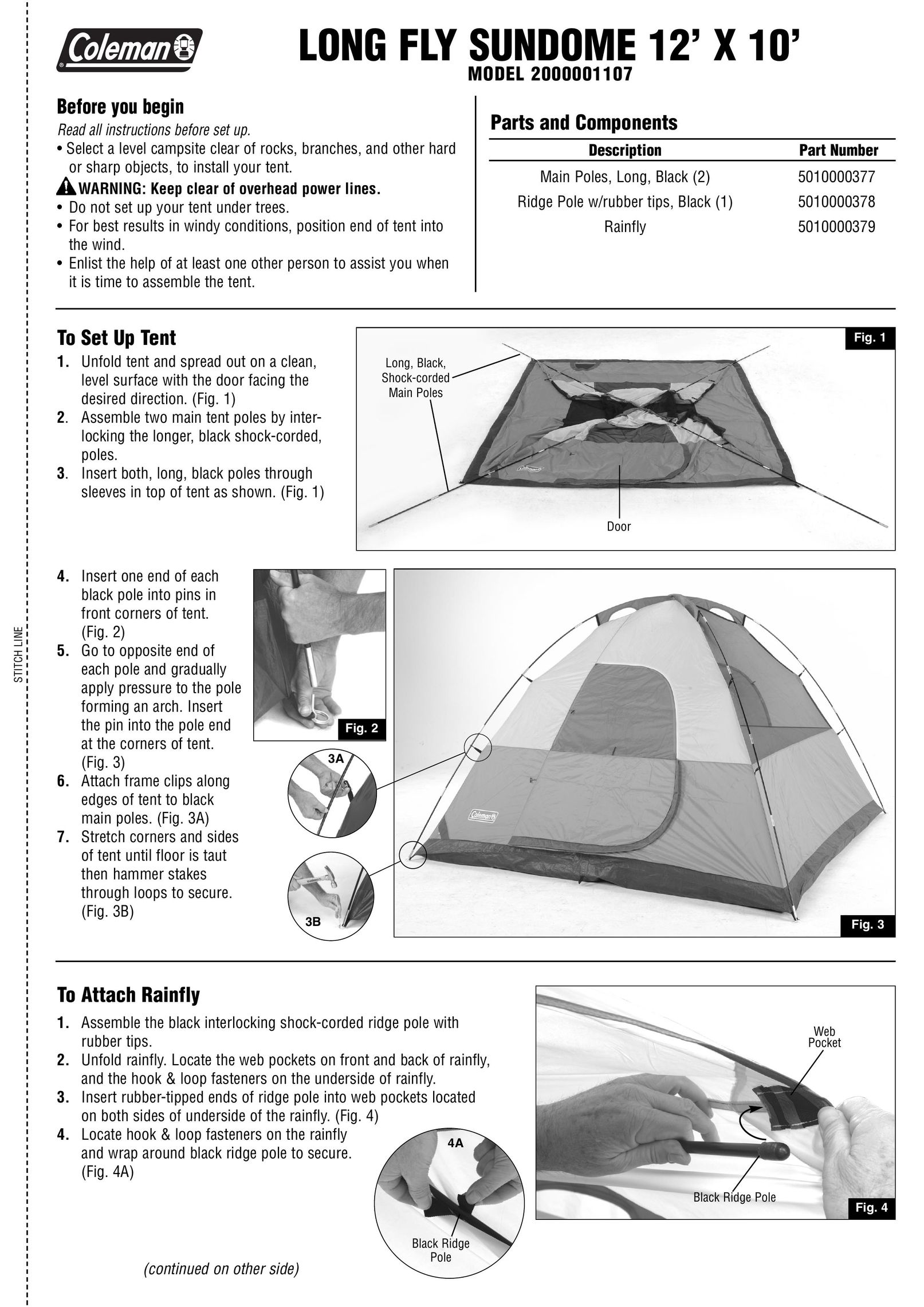 Coleman 2000001107 Camping Equipment User Manual