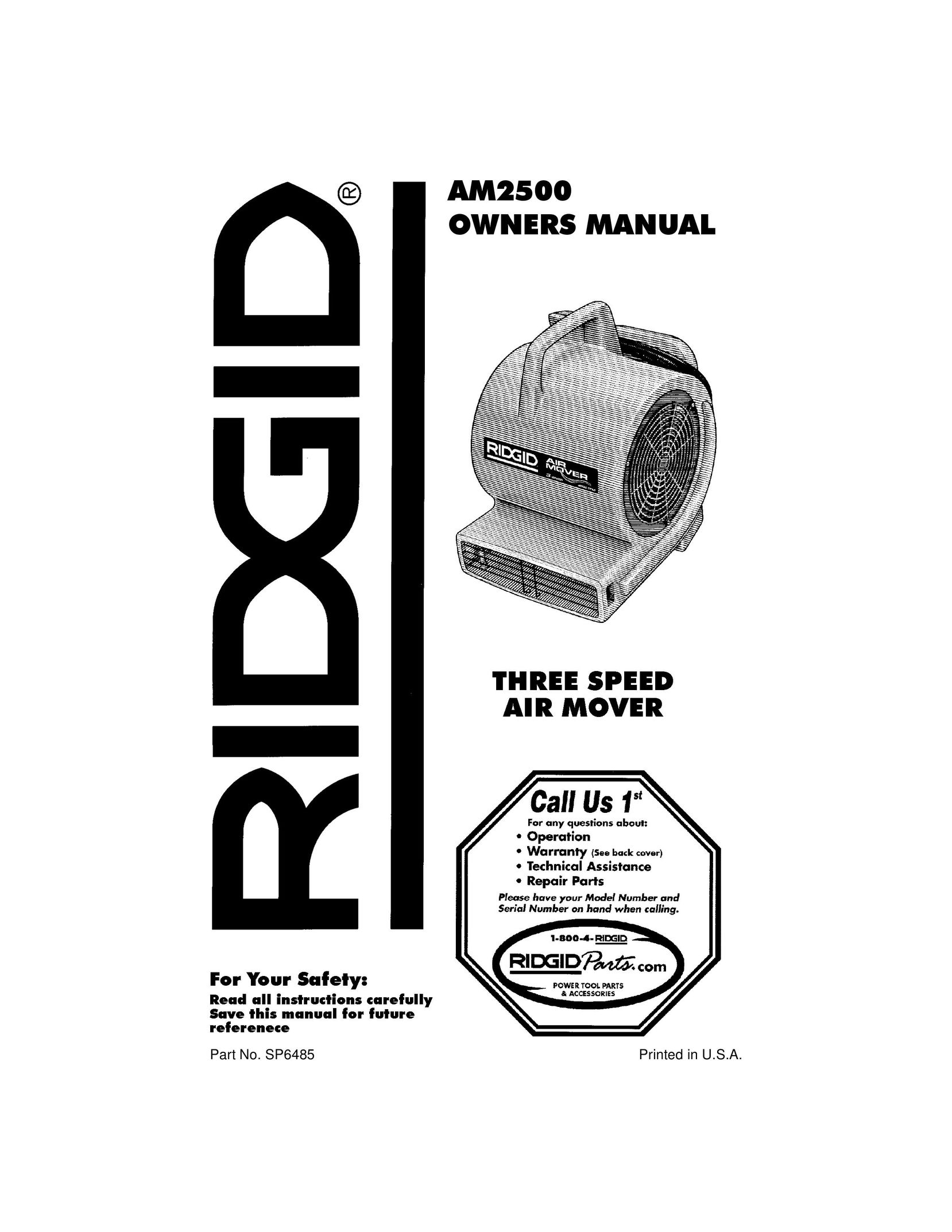 RIDGID AM2500 Camping Equipment User Manual